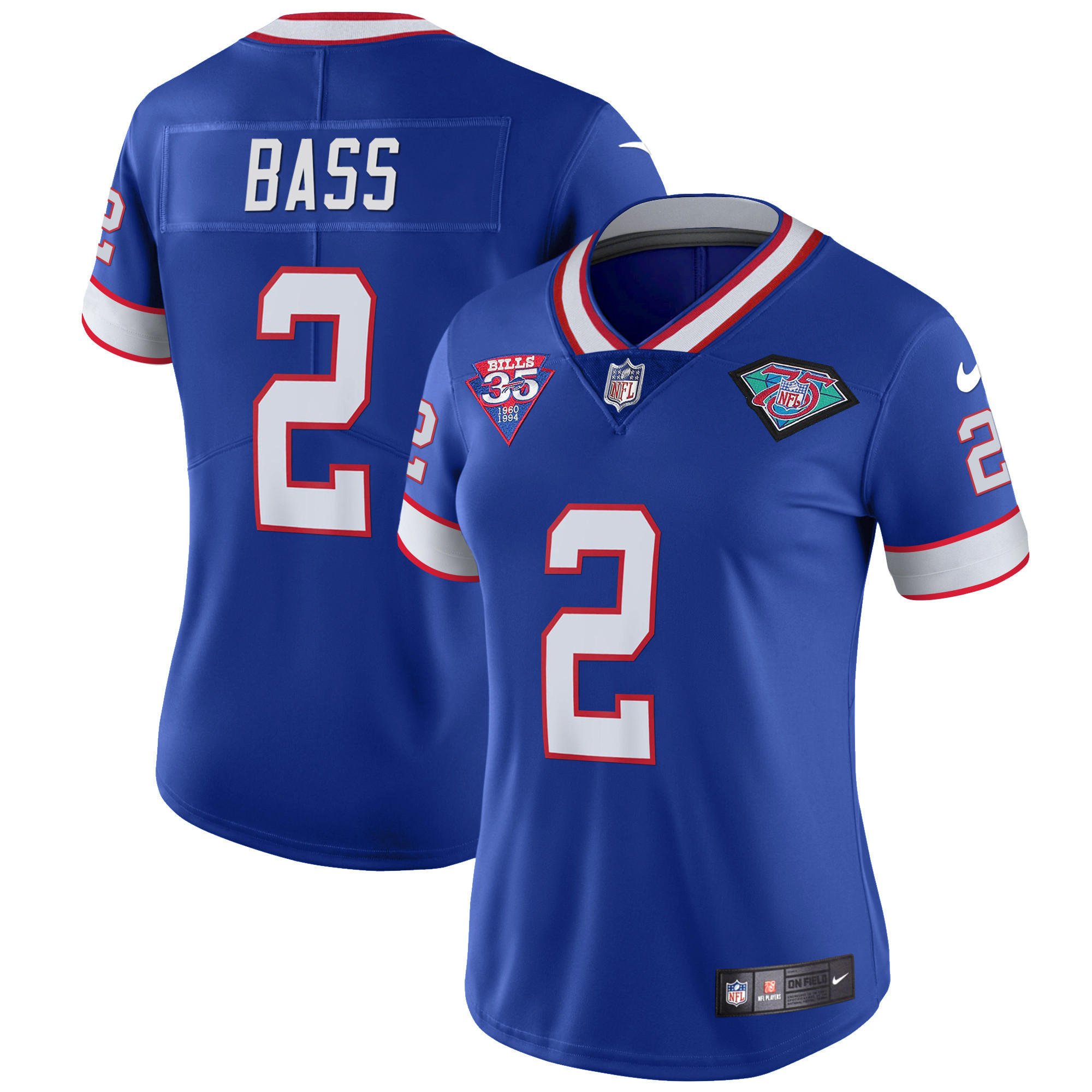 Tyler Bass Women's Buffalo Bills 1994 Throwback Vapor Royal Jersey - All Stitched 