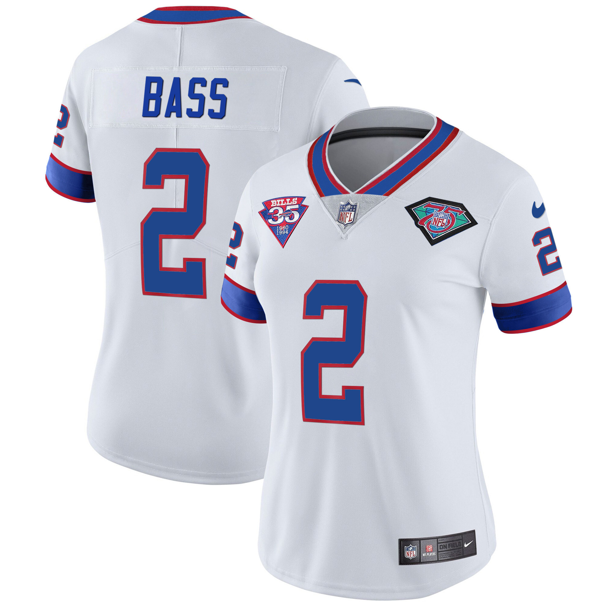 Tyler Bass Women's Buffalo Bills 1994 Throwback Vapor White Jersey - All Stitched 