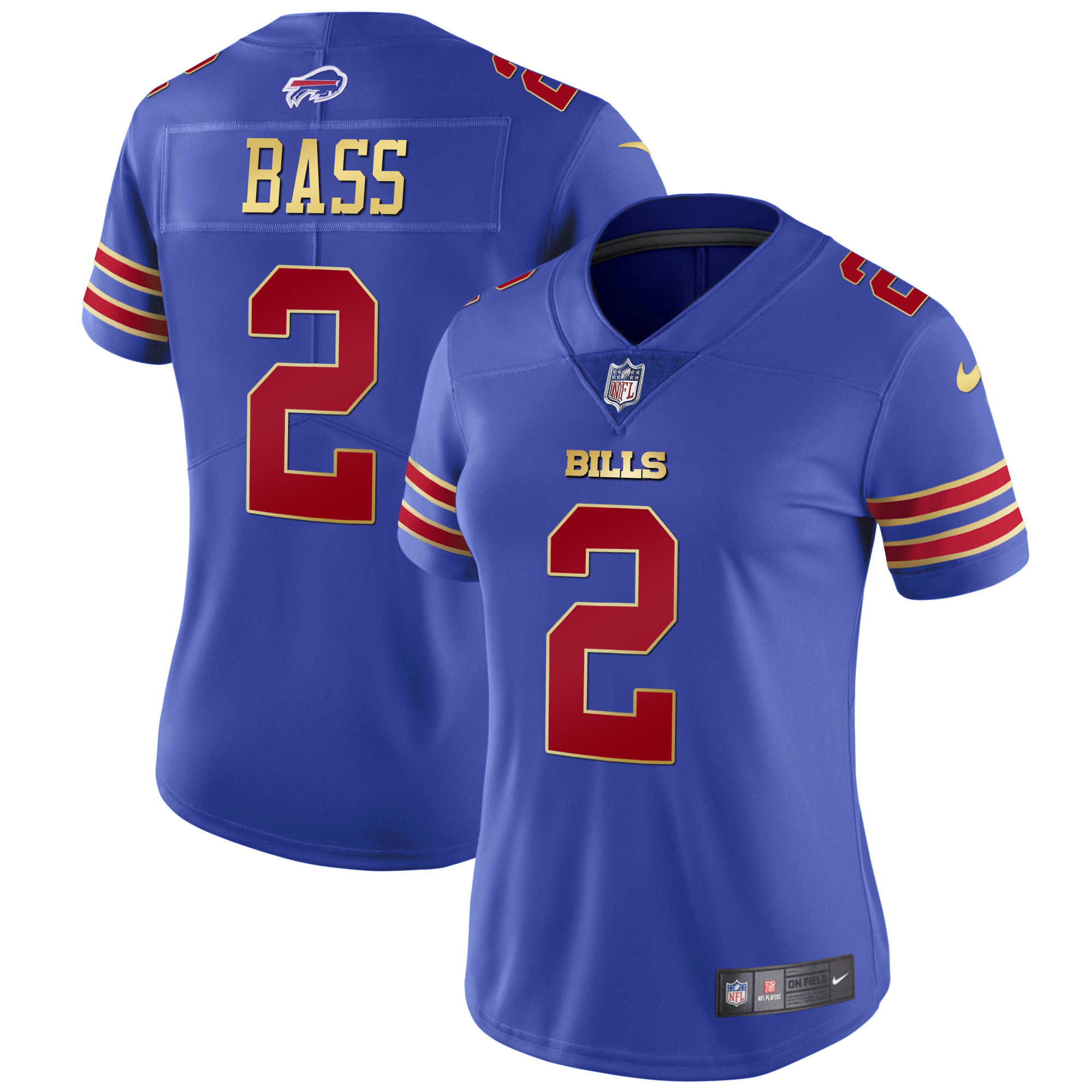 Tyler Bass Women's Buffalo Bills Black Red Vapor Royal Red Jersey - All Stitched 