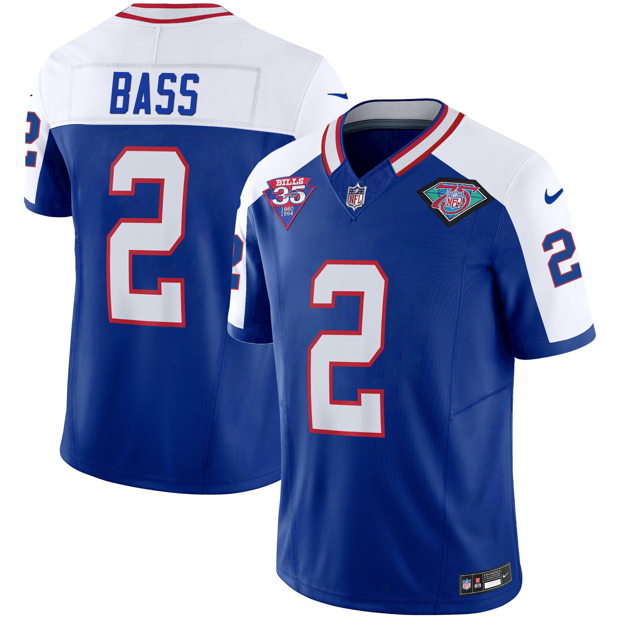 Tyler Bass Youth's Buffalo Bills 1994 Throwback Vapor Alternate Jersey - All Stitched 