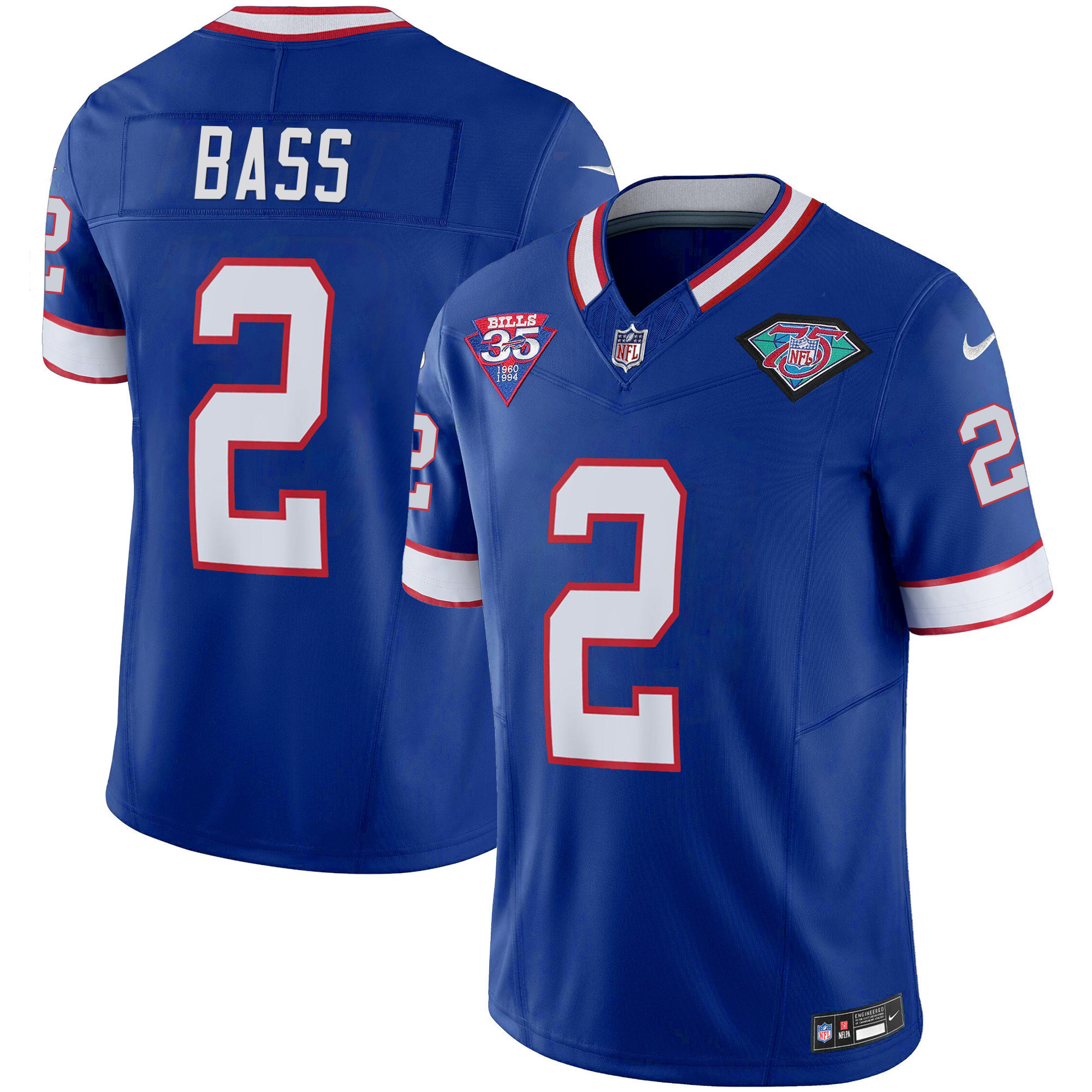 Tyler Bass Youth's Buffalo Bills 1994 Throwback Vapor Royal Jersey - All Stitched 