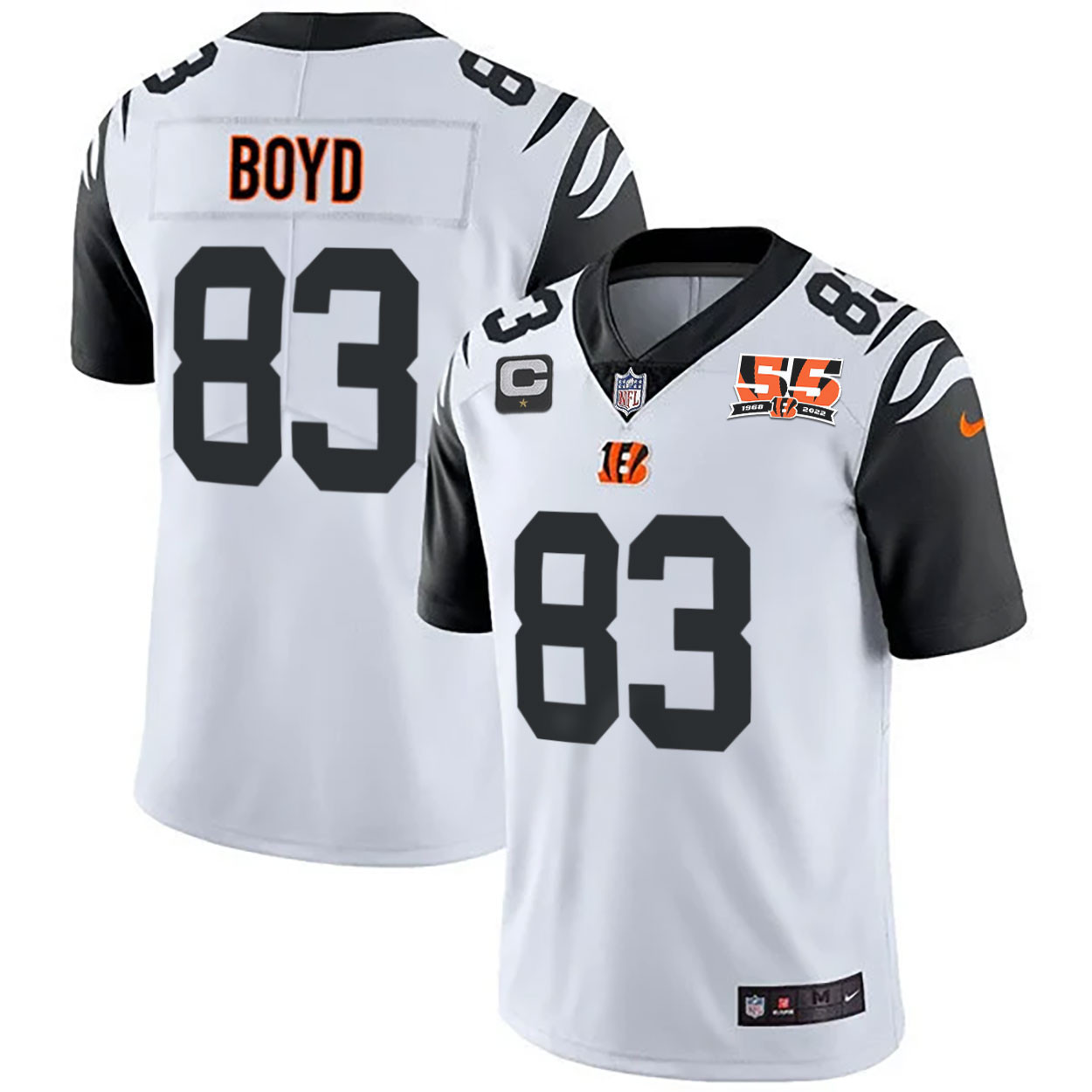Tyler Boyd Men's Cincinnati Bengals 55th 1968 - 2022 Anniversary Patch Player Vapor Limited Color Rush Jersey - All Stitched 