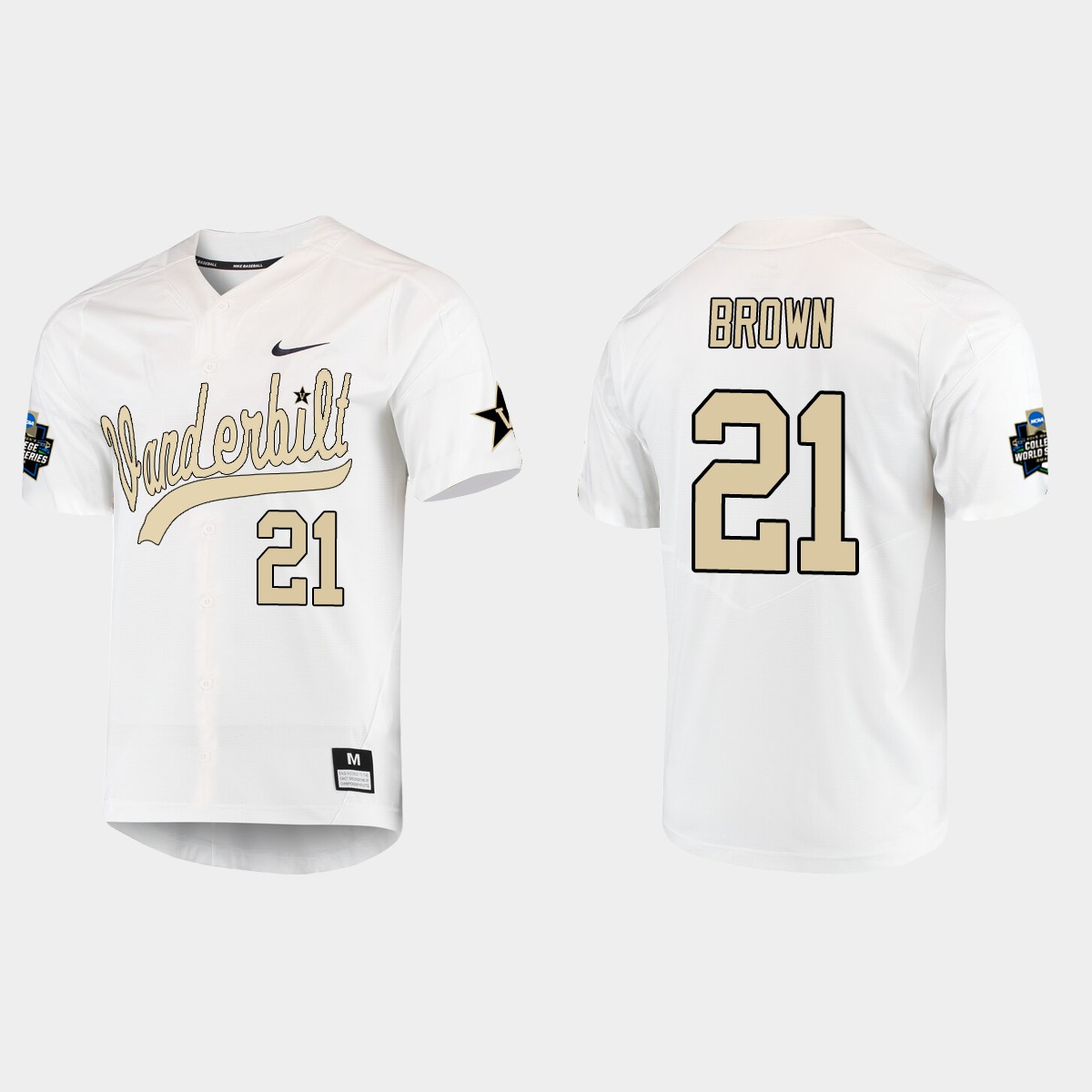 Tyler Brown Vanderbilt Commodores College World Series Jersey - White