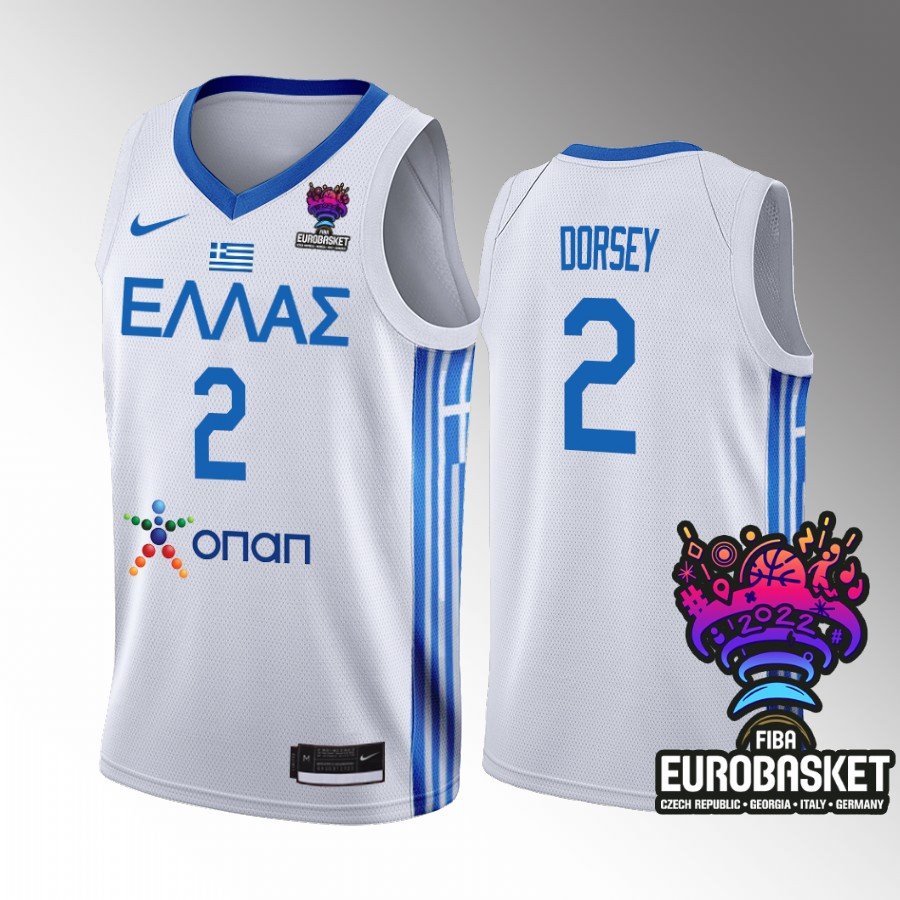 Tyler Dorsey Greece FIBA Eurobasket 2022 White Jersey #2