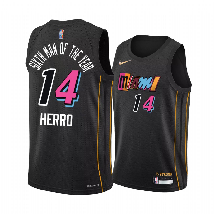 Tyler Herro 2022 Sixth Man of the Year Miami Heat #14 Black Jersey Commemorative