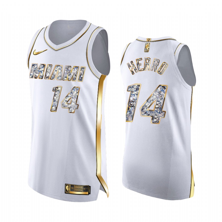 Tyler Herro Heat #14 2022 NBA Playoffs Jersey White Diamond Edition