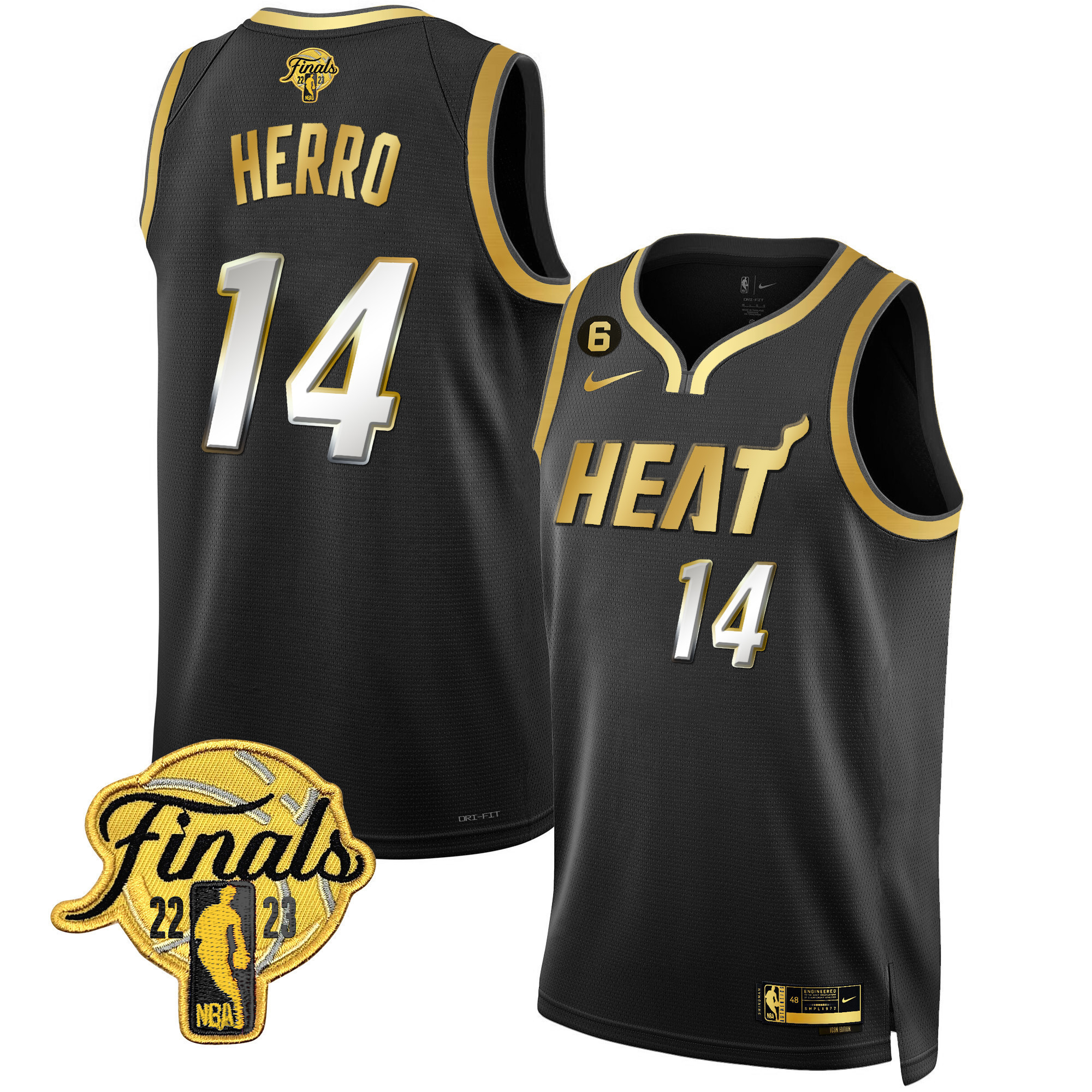 Tyler Herro Men's Miami Heat 2023 Finals Patch Collection Black Limited Jersey - All Stitched