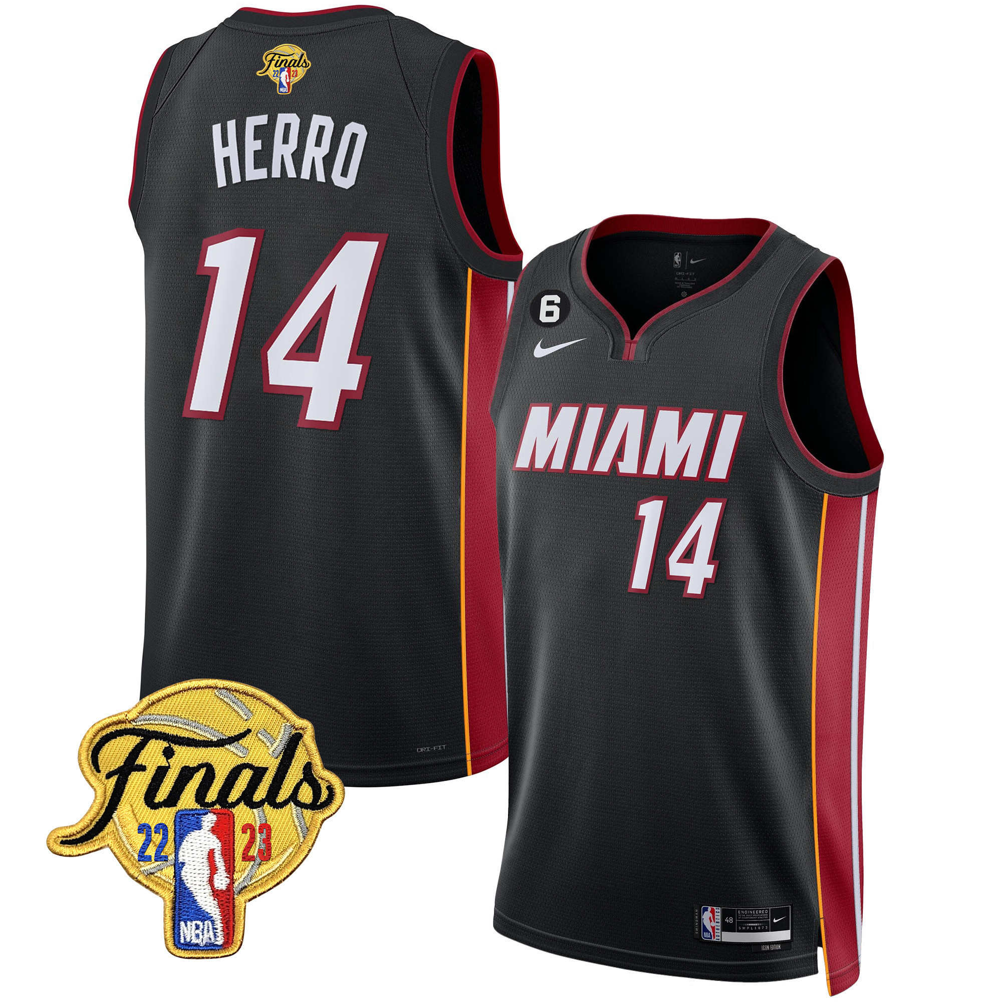 Tyler Herro Men's Miami Heat 2023 Finals Patch Collection Icon Jersey - All Stitched