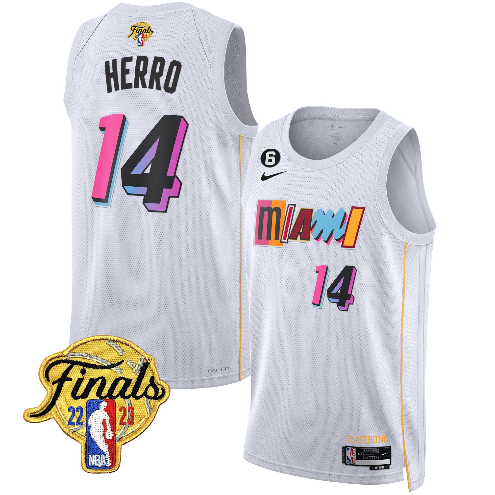 Tyler Herro Men's Miami Heat 2023 Finals Patch Collection V2 City White Jersey - All Stitched