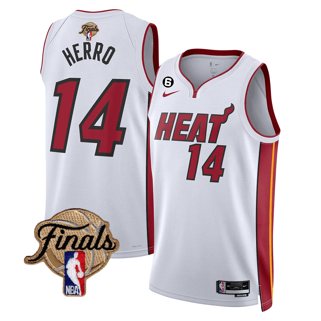 Tyler Herro Men's Miami Heat 2023 Finals Patch Collection V3 Association Jersey - All Stitched