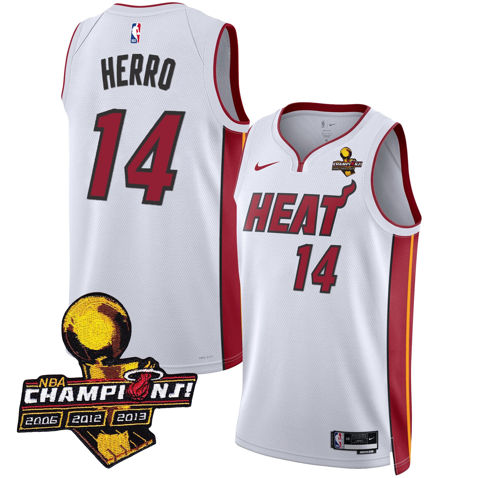 Tyler Herro Men's Miami Heat 3-Time Champions Patch Collection Association Jersey - All Stitched
