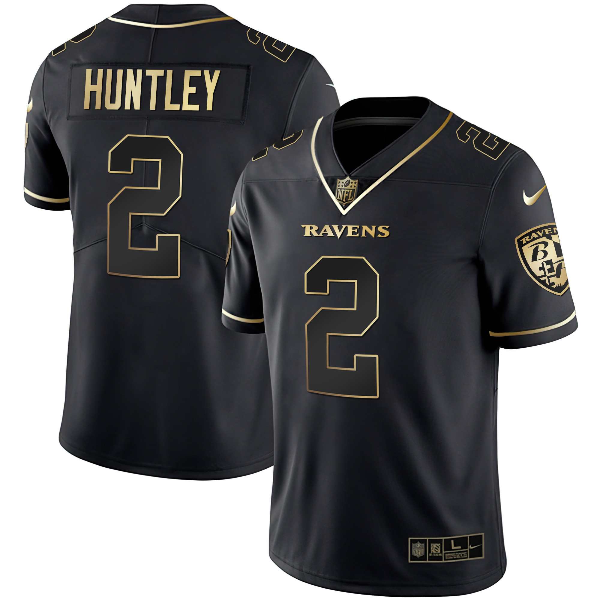 Tyler Huntley Men's Baltimore Ravens Gold Vapor Black Gold Jersey All Stitched