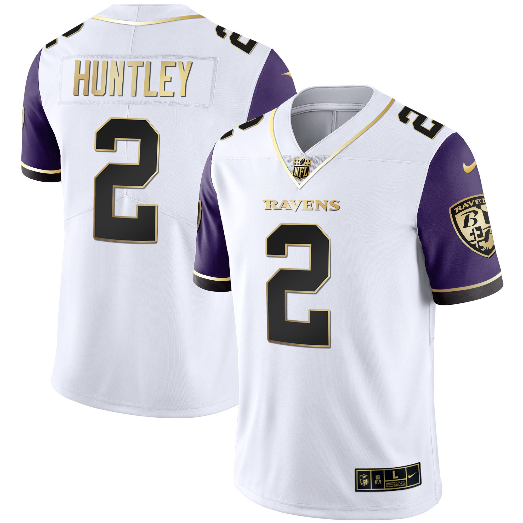 Tyler Huntley Men's Baltimore Ravens Gold Vapor Color Sleeve Jersey All Stitched