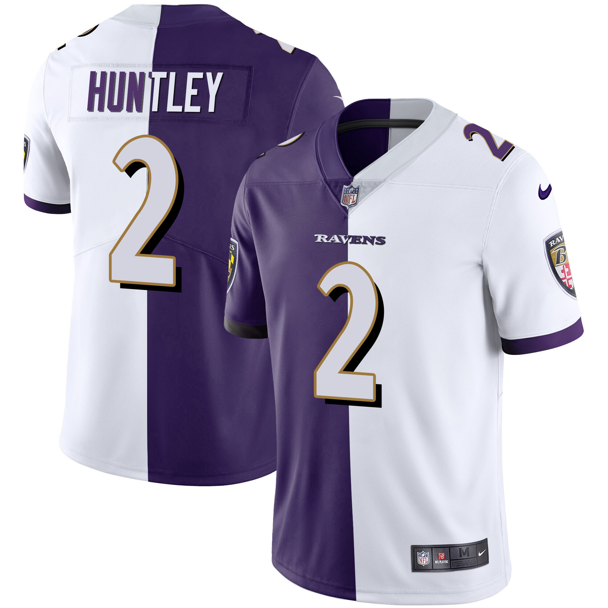 Tyler Huntley Men's Baltimore Ravens Gold Vapor Split Jersey All Stitched