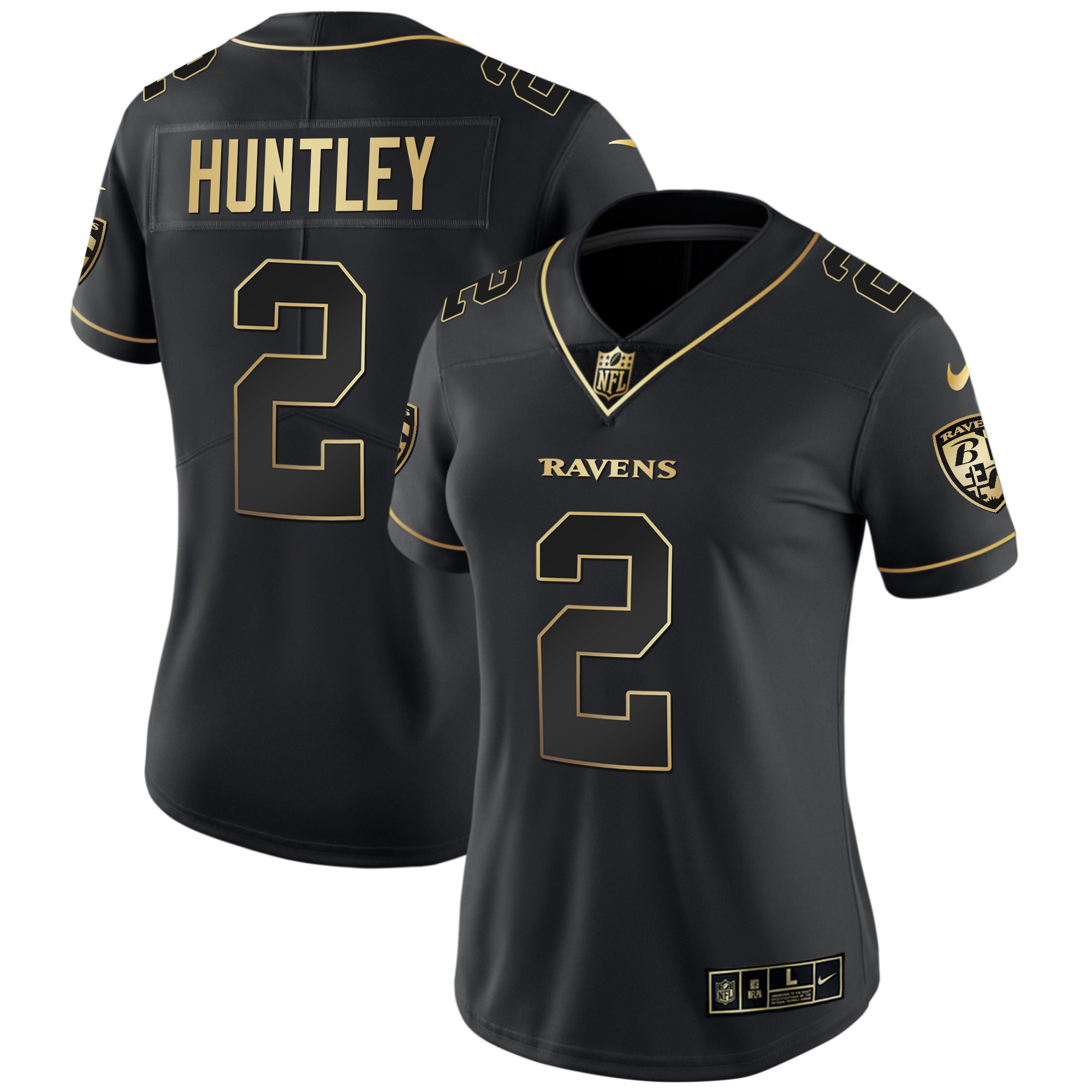 Tyler Huntley WoMen's Baltimore Ravens Gold Vapor Black Gold Jersey All Stitched