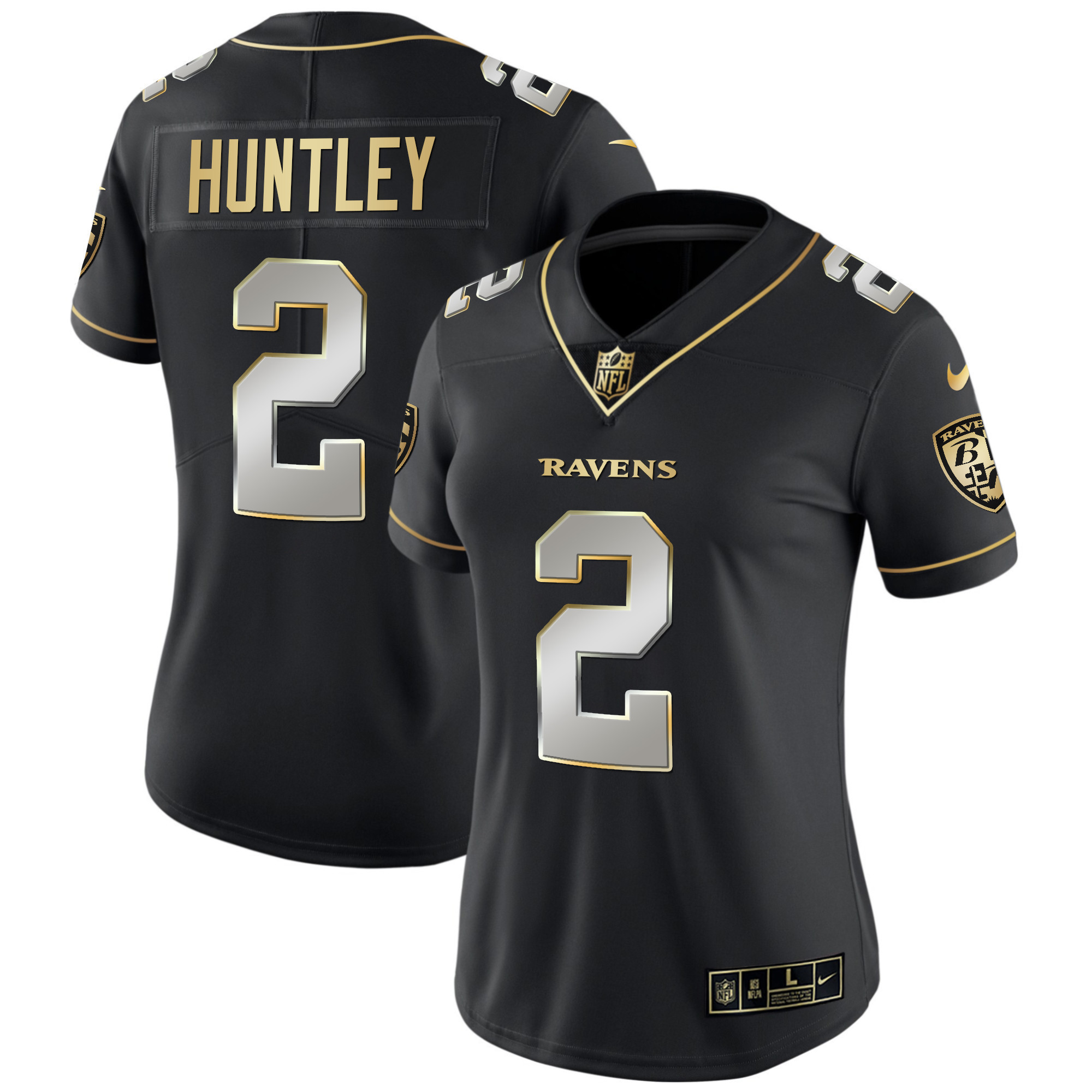 Tyler Huntley WoMen's Baltimore Ravens Gold Vapor Black Limited Jersey All Stitched