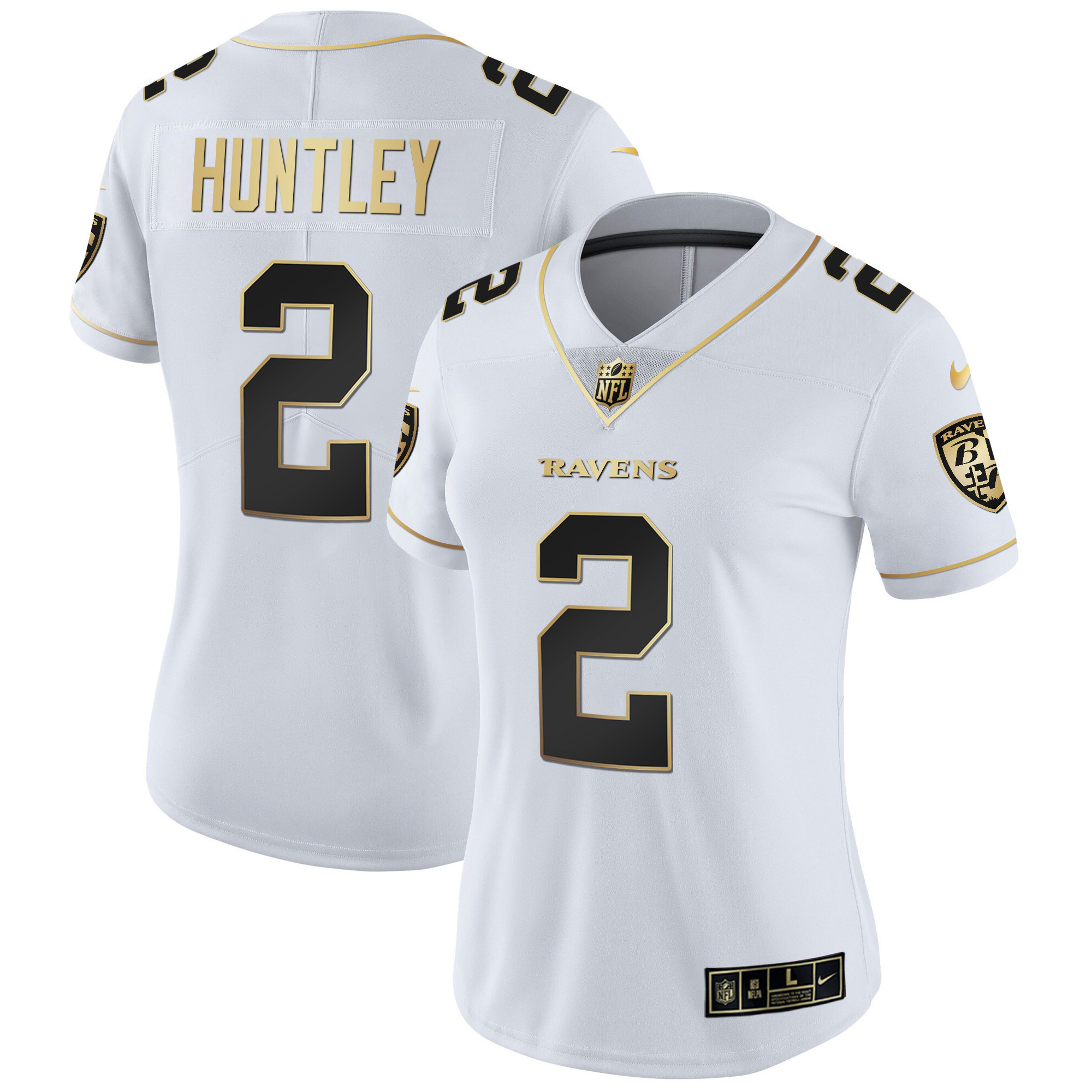 Tyler Huntley WoMen's Baltimore Ravens Gold Vapor White Gold Jersey All Stitched