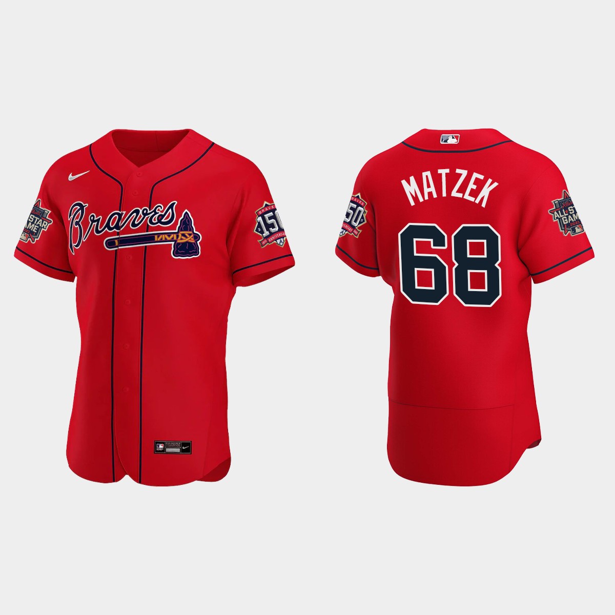 Tyler Matzek #68 Atlanta Braves Alternate 2021 MLB All-Star Jersey - Red