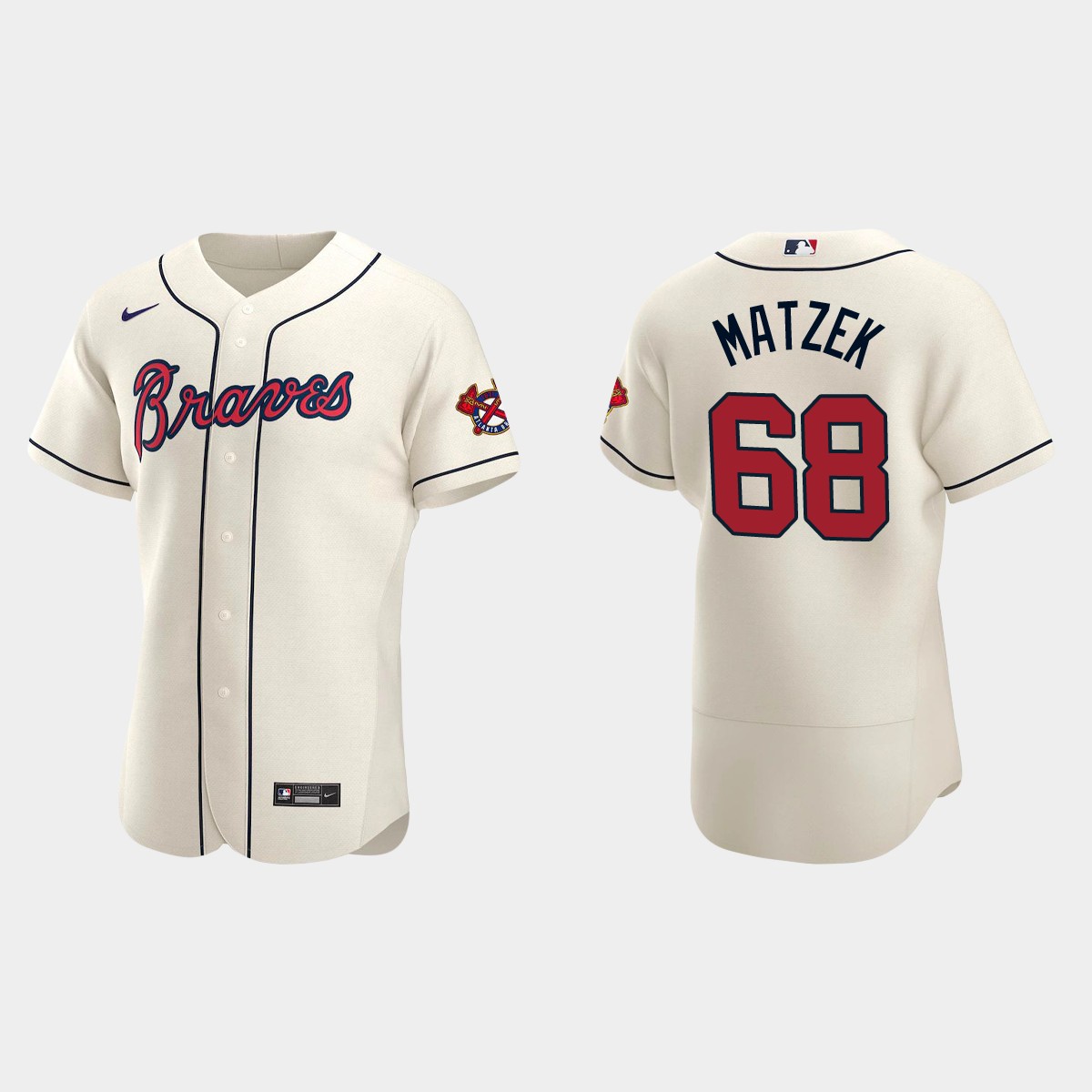 Tyler Matzek #68 Atlanta Braves Alternate Jersey - Cream