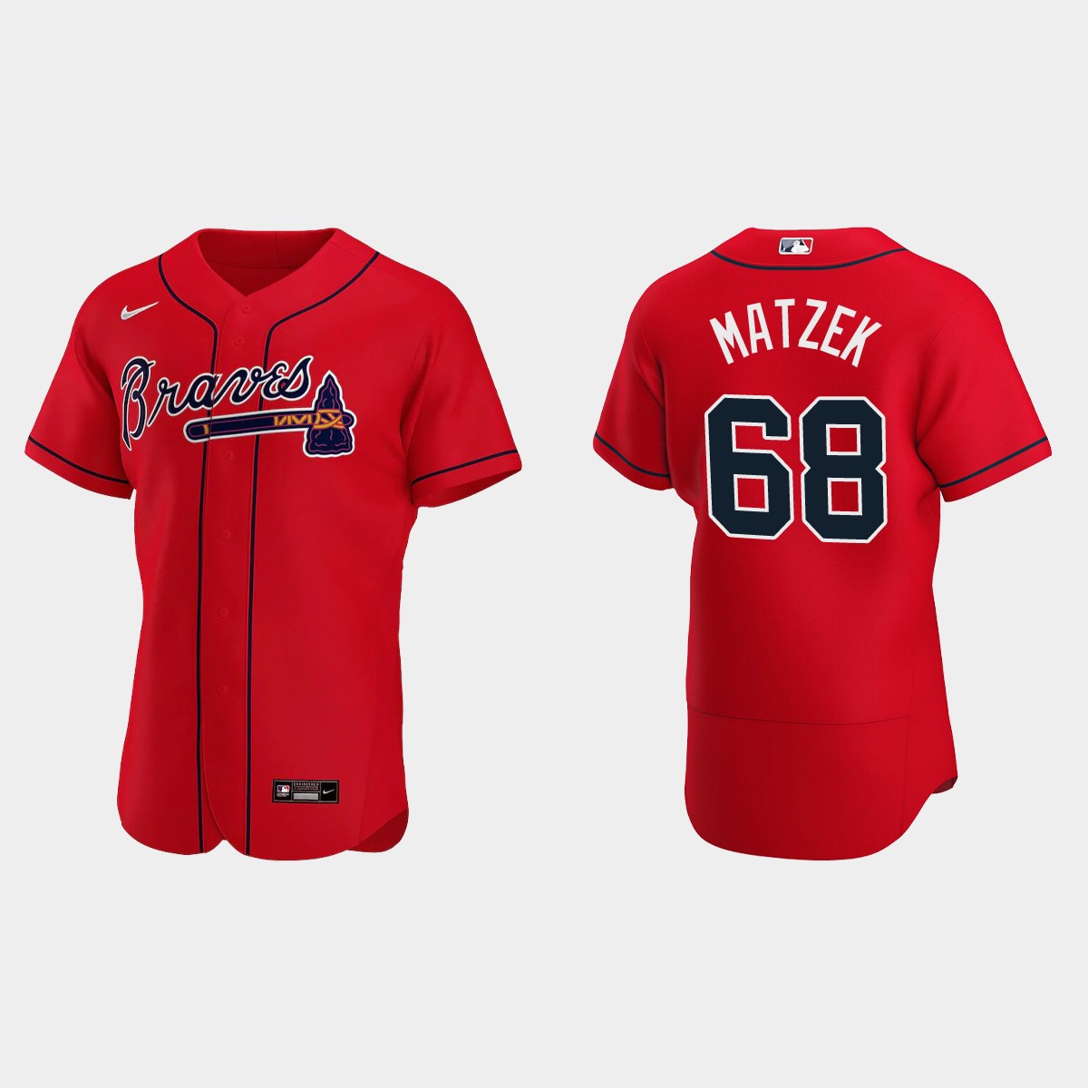 Tyler Matzek #68 Atlanta Braves Alternate Jersey - Red