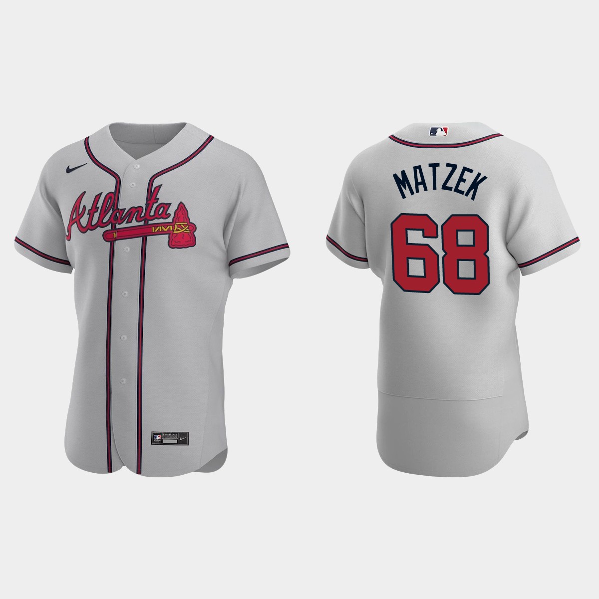 Tyler Matzek #68 Atlanta Braves Road Jersey - Gray