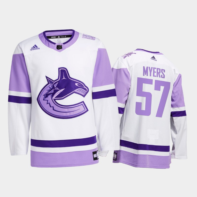 Tyler Myers #57 Vancouver Canucks 2021 FightsCancer White Special warm-up Jersey
