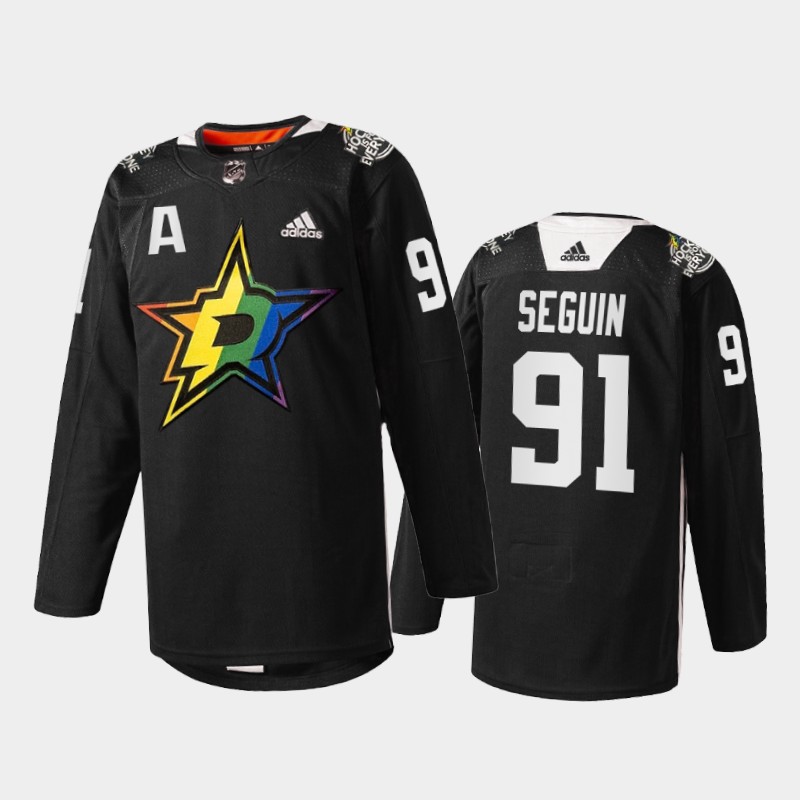 Tyler Seguin Dallas Stars Pride Night 2022 Jersey Black #91 Warmup