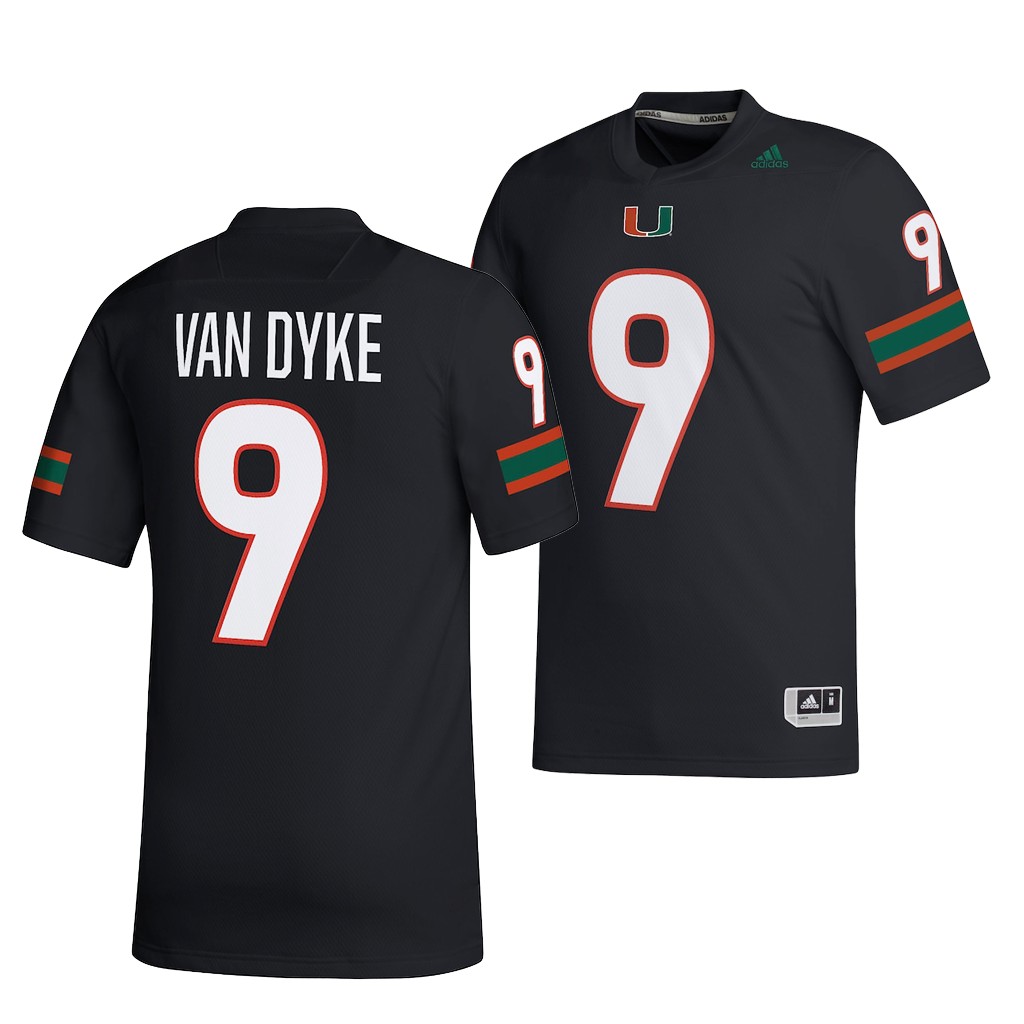 Tyler Van Dyke Miami Hurricanes #9 Black Jersey NIL Men's Uniform