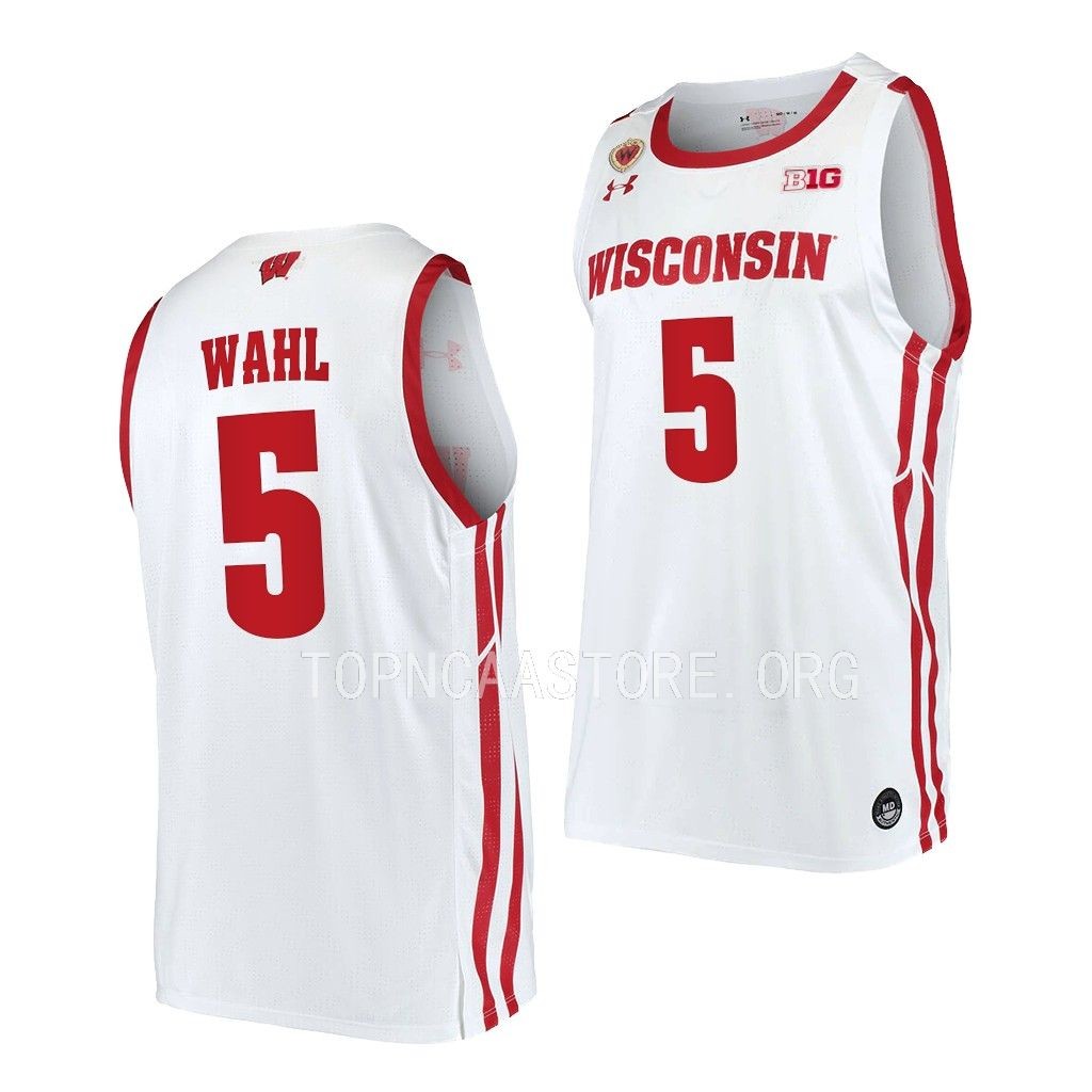 Tyler Wahl Wisconsin Badgers #5 White Home Jersey 2022-23