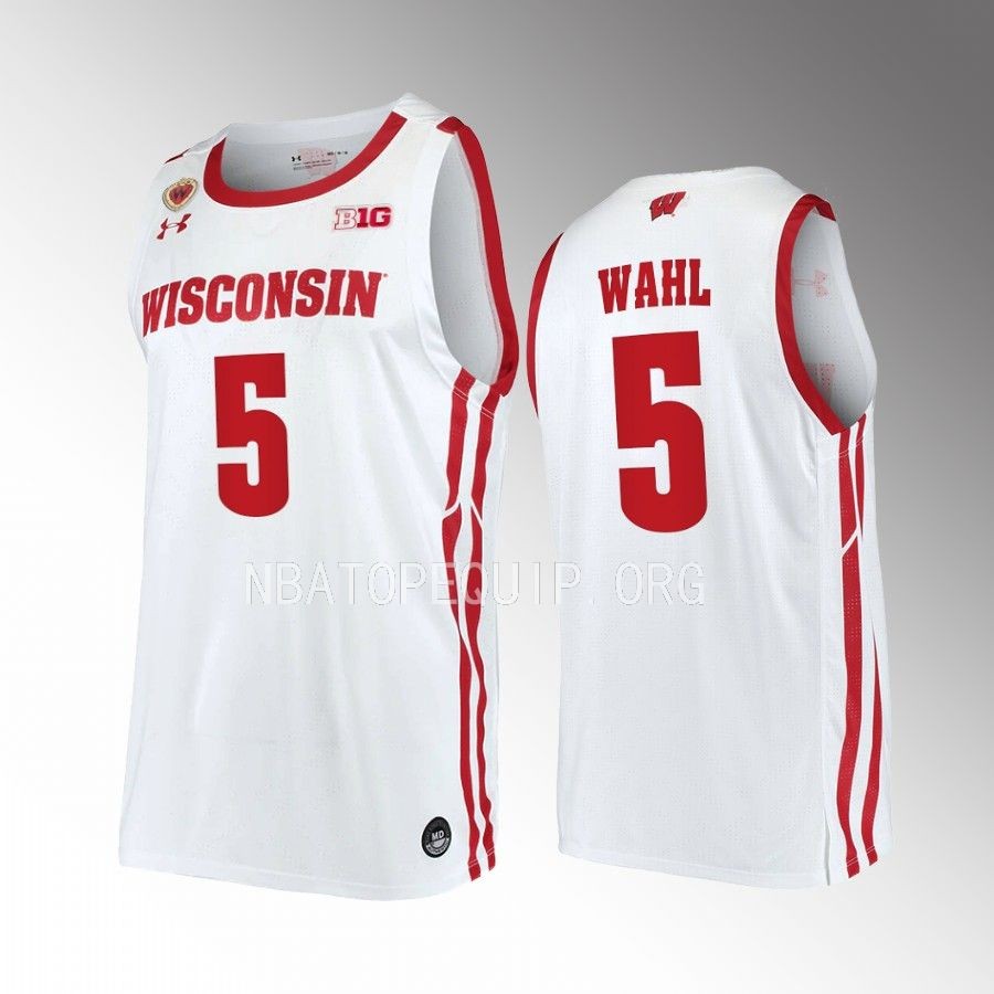 Tyler Wahl Wisconsin Badgers White Jersey 2022-23 Home