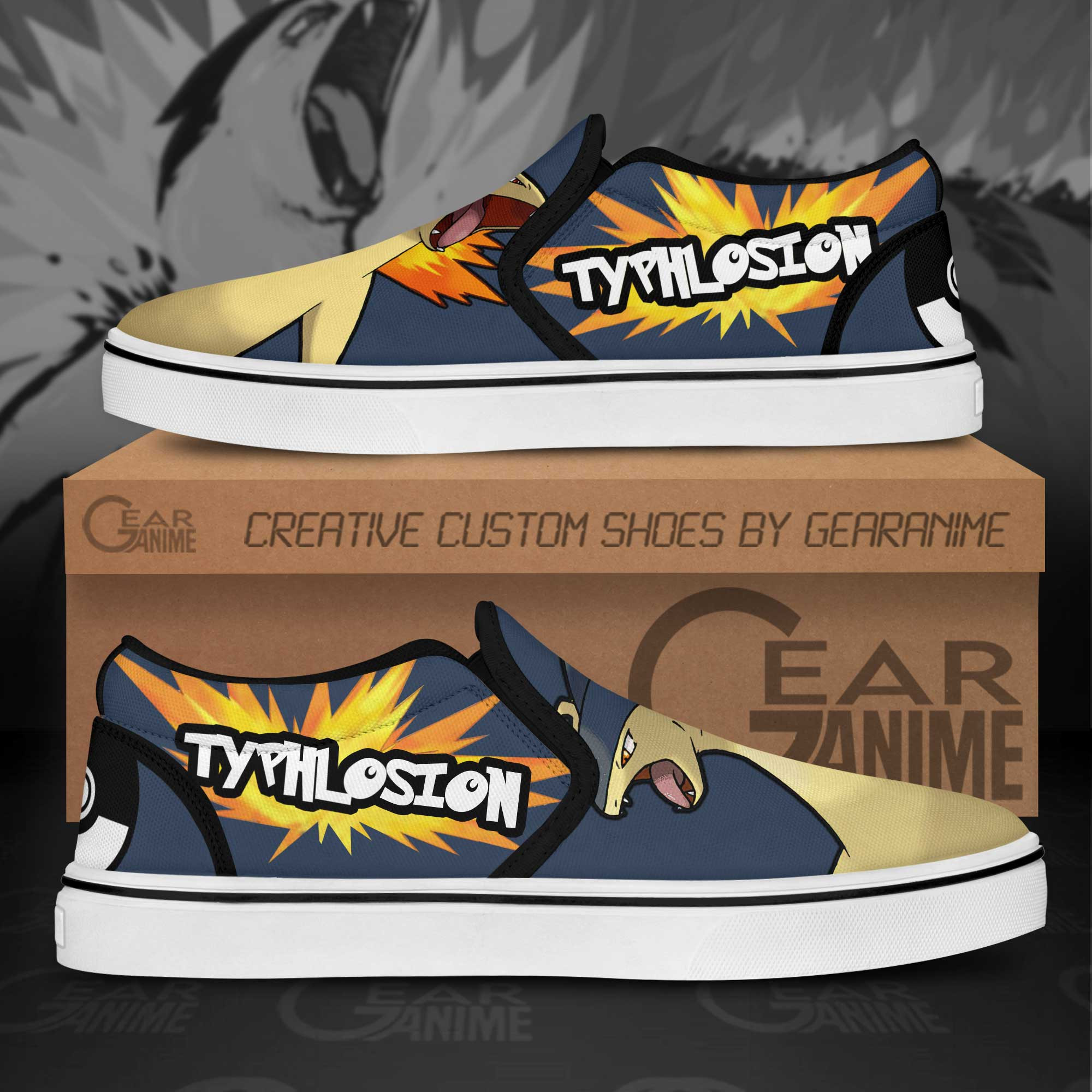Typhlosion Slip-On Shoes Canvas Pokemon Custom Anime Shoes