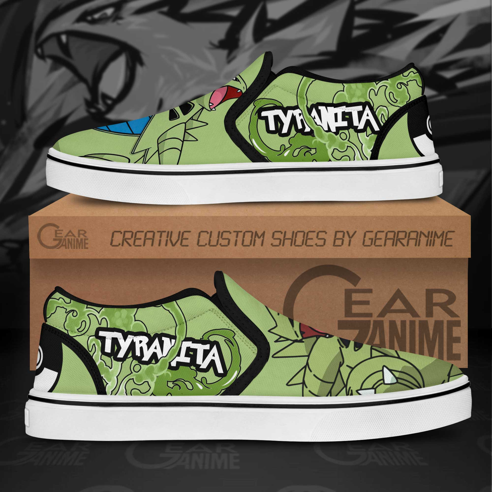 Tyranitar Slip-On Shoes Canvas Pokemon Custom Anime Shoes