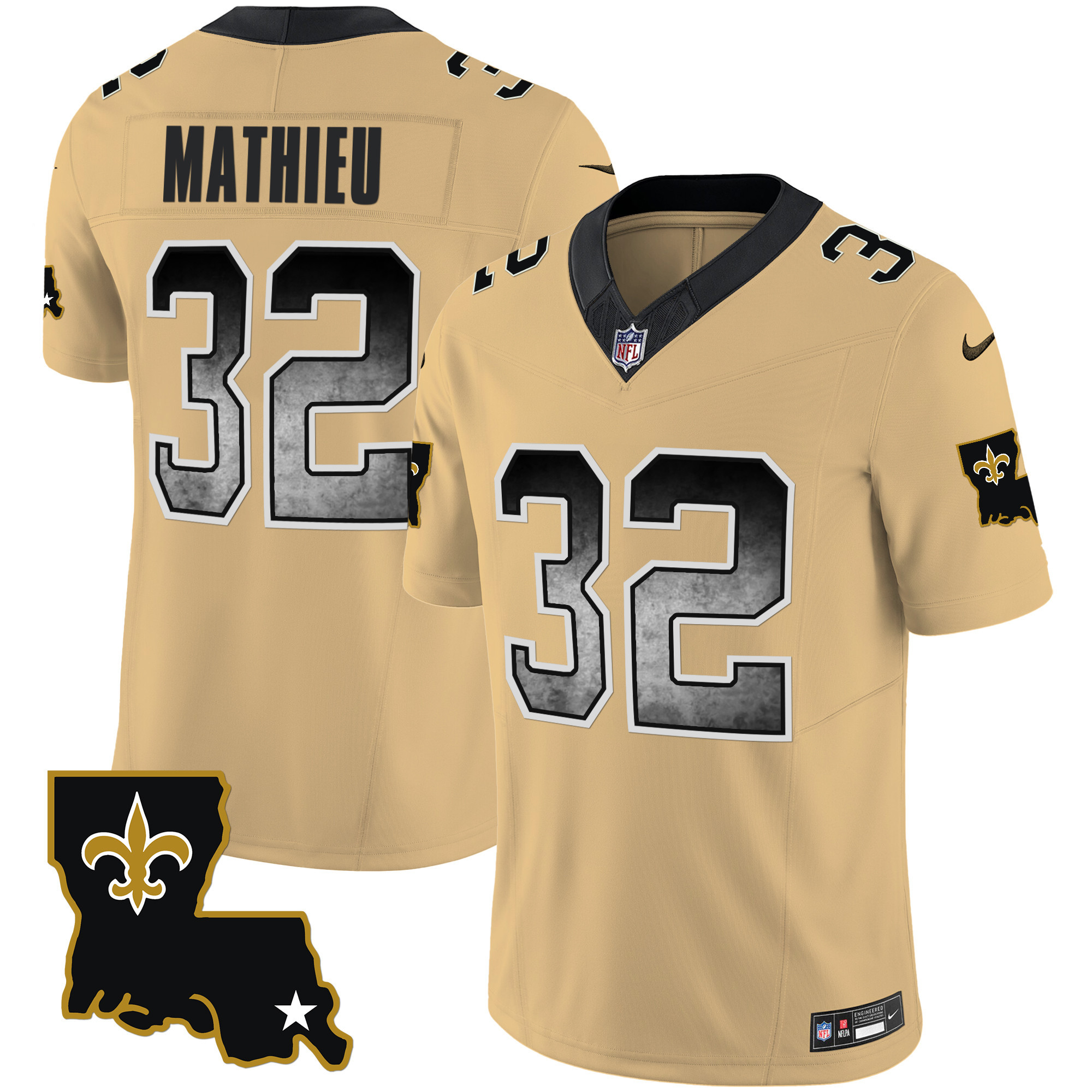 Tyrann Mathieu Men's New Orleans Saints 1987 Legacy Arch Smoke Gold Jersey - All Stitched 