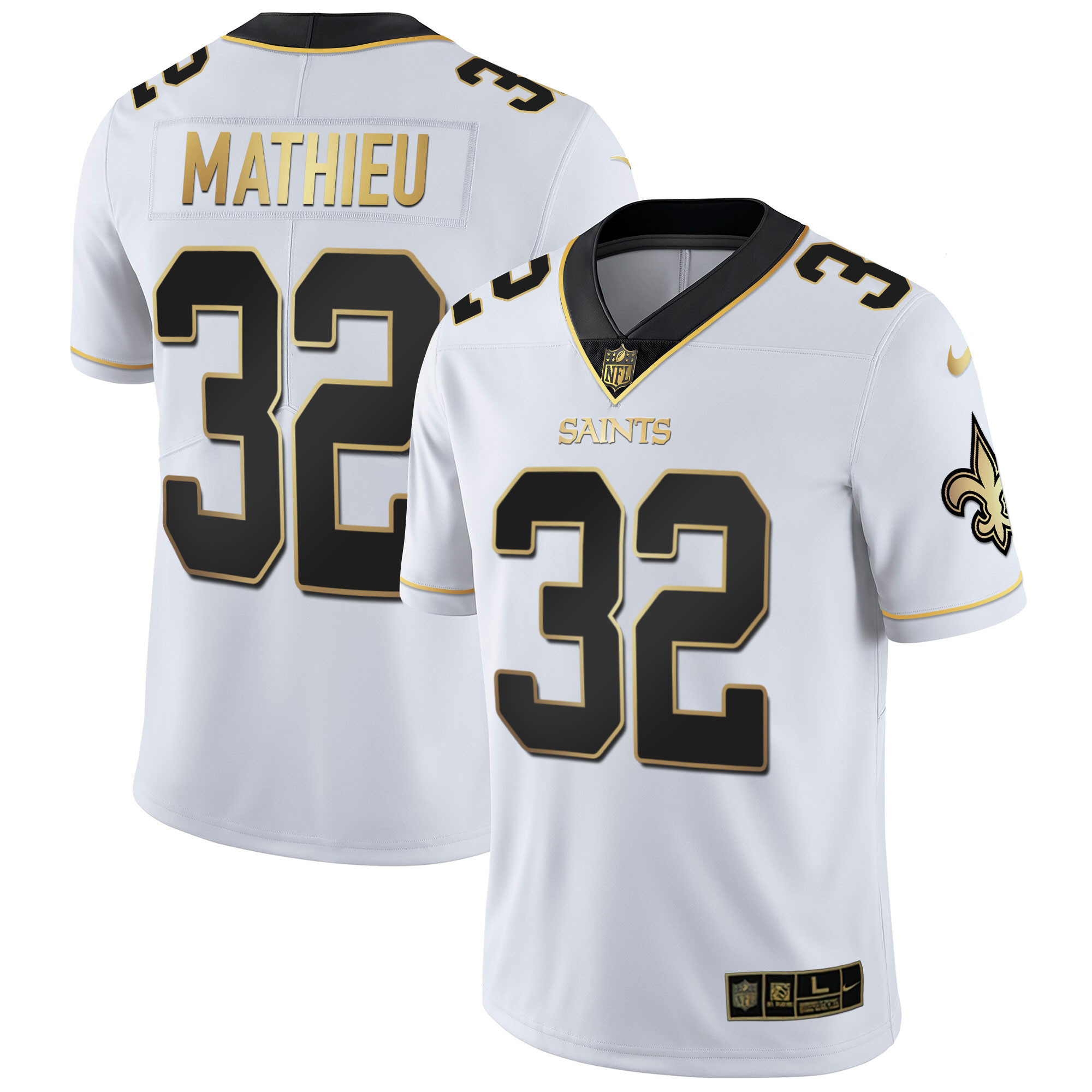 Tyrann Mathieu New Orleans Saints Vapor Untouchable White Gold Limited Player Jersey - All Stitched 