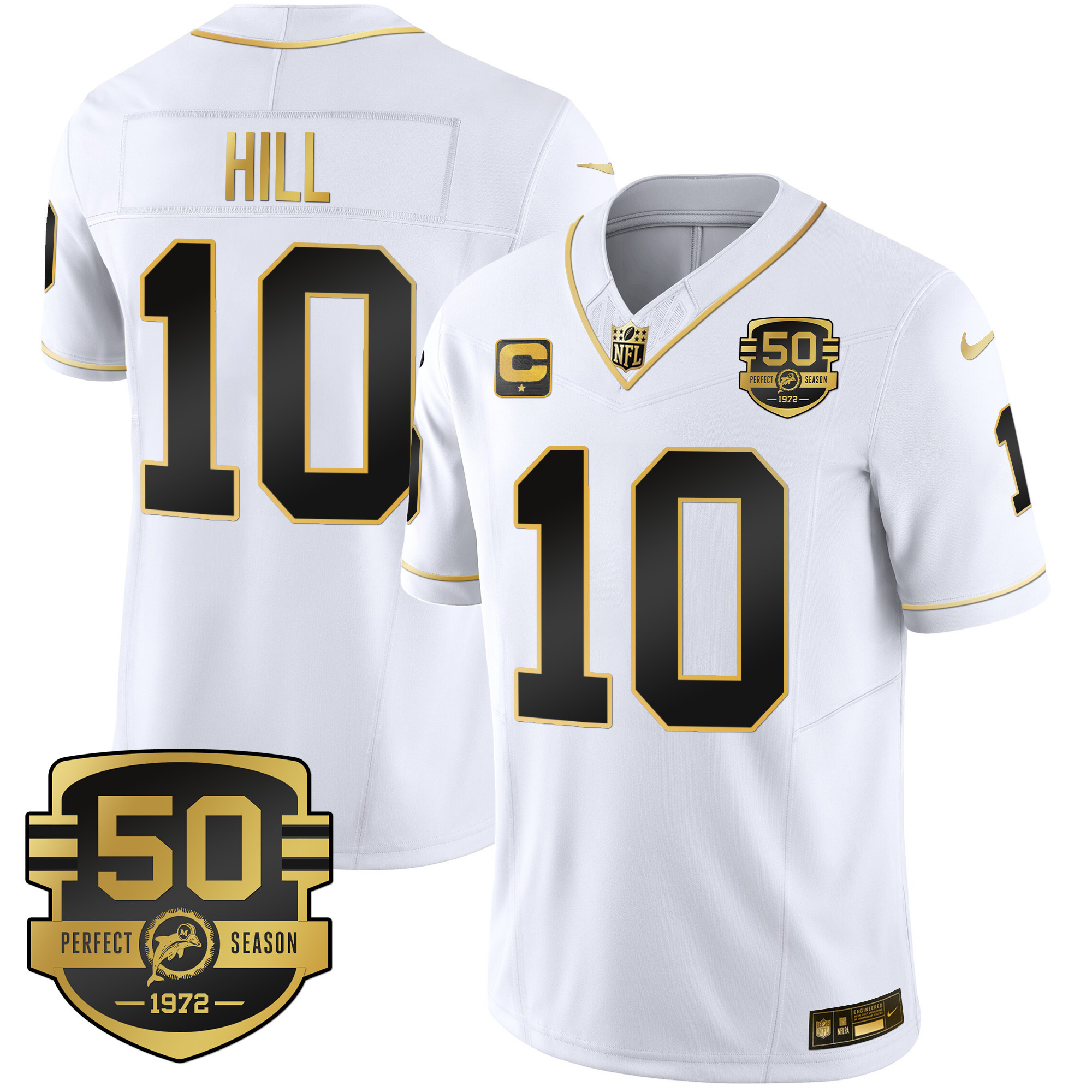 Tyreek Hill Men's Miami Dolphins Throwback Gold Vapor White Gold Jersey - All Stitched 
