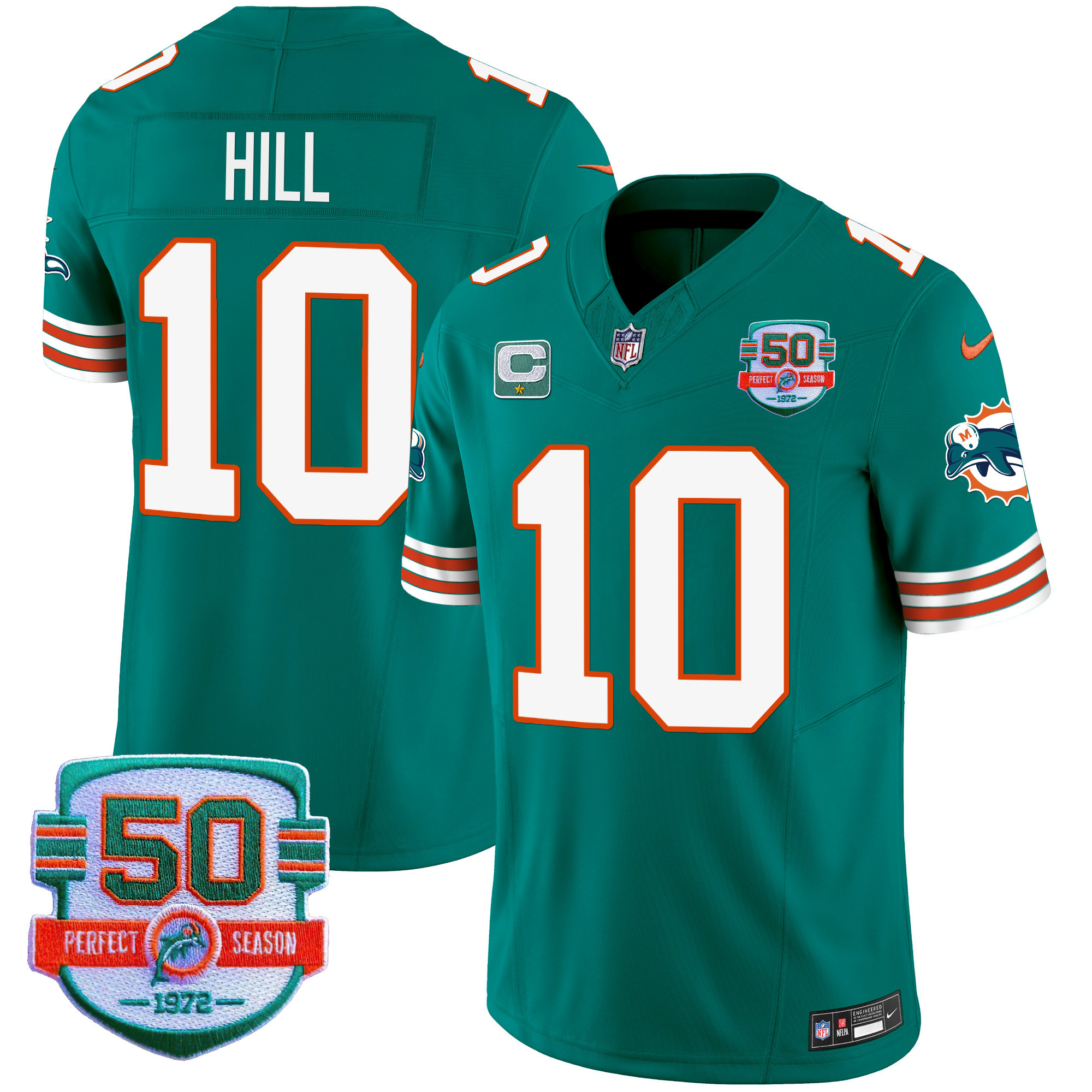 Tyreek Hill Men's Miami Dolphins Throwback Vapor Aqua Jersey - All Stitched 