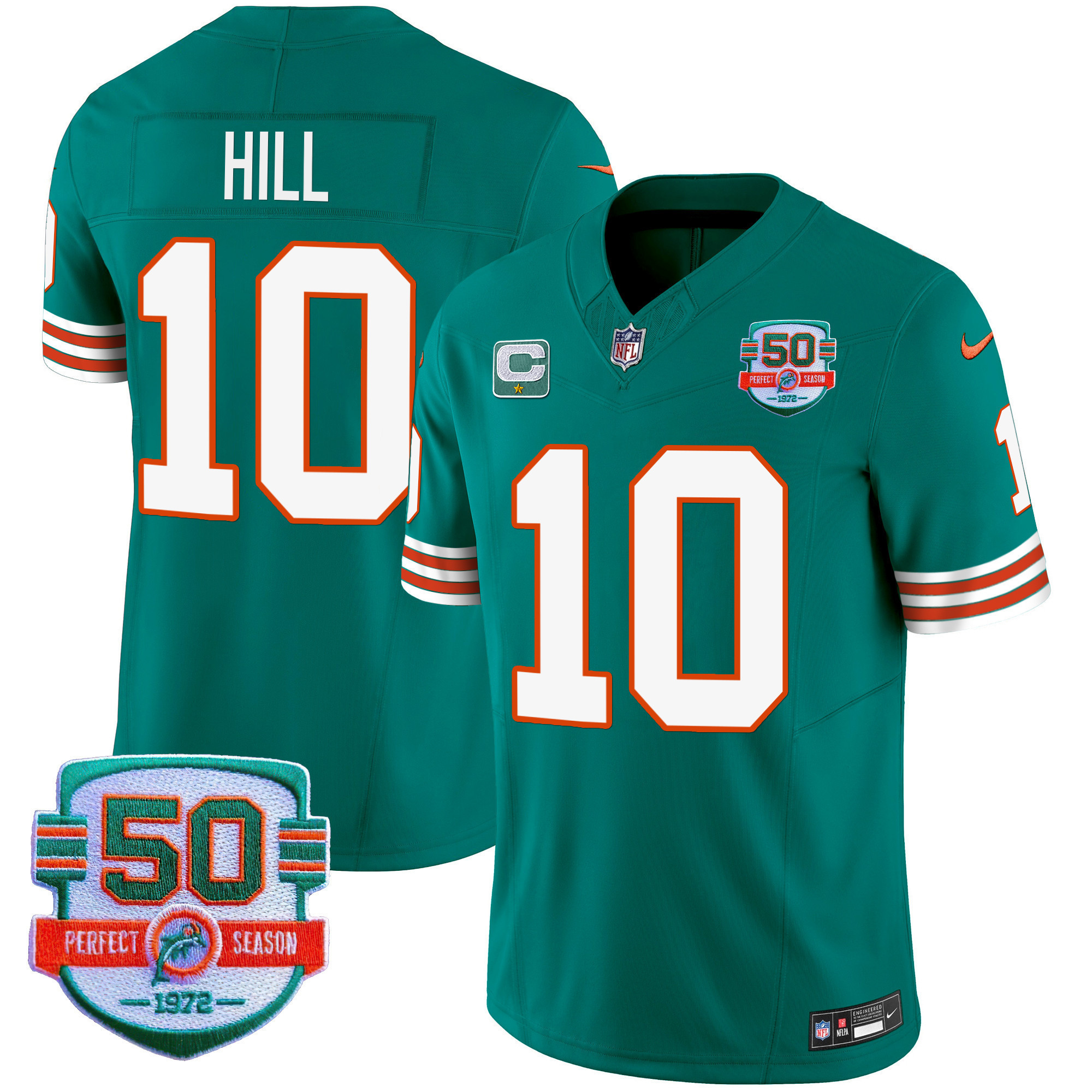 Tyreek Hill Men's Miami Dolphins Throwback Vapor Aqua Jersey - All Stitched 