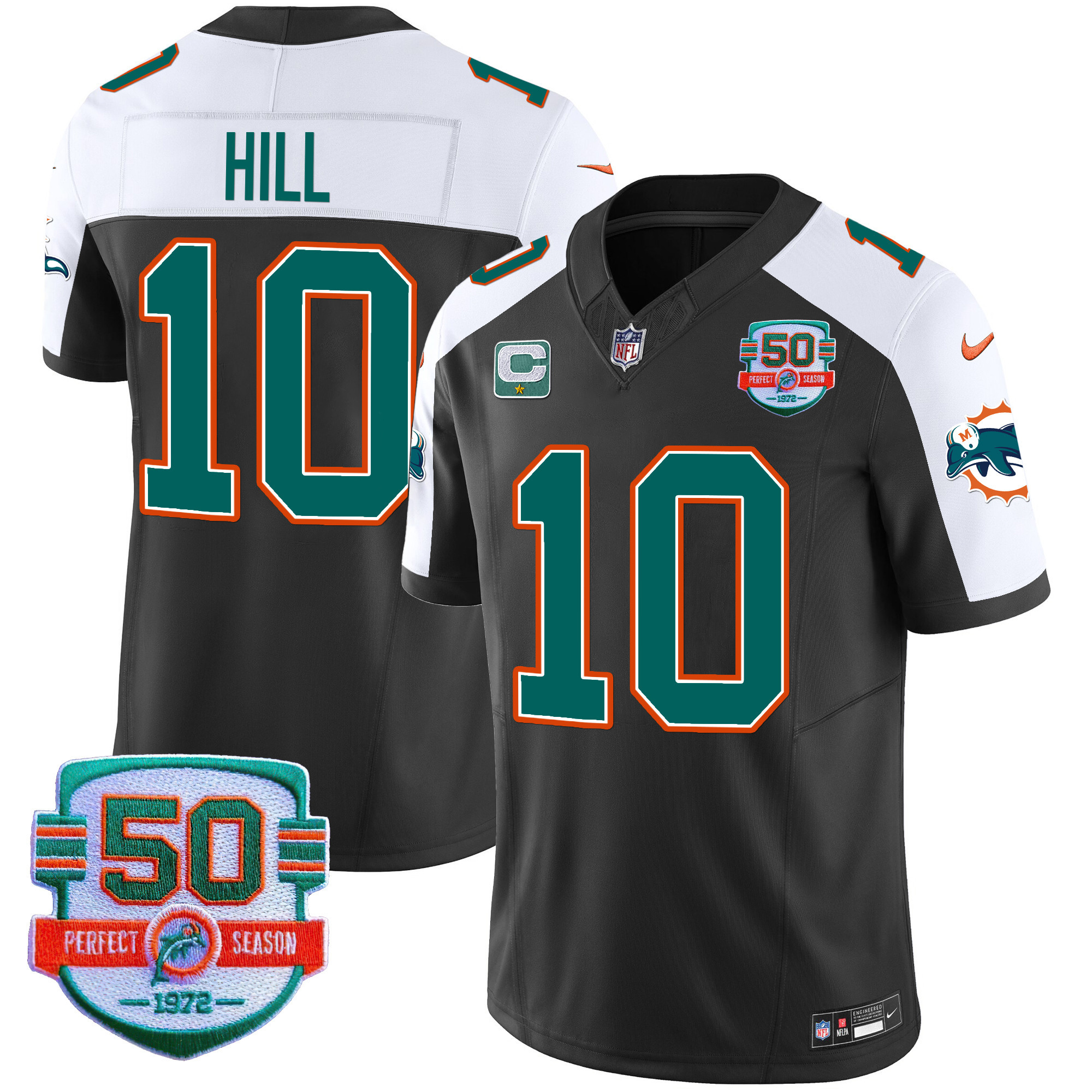 Tyreek Hill Men's Miami Dolphins Throwback Vapor Black Alternate Jersey - All Stitched 