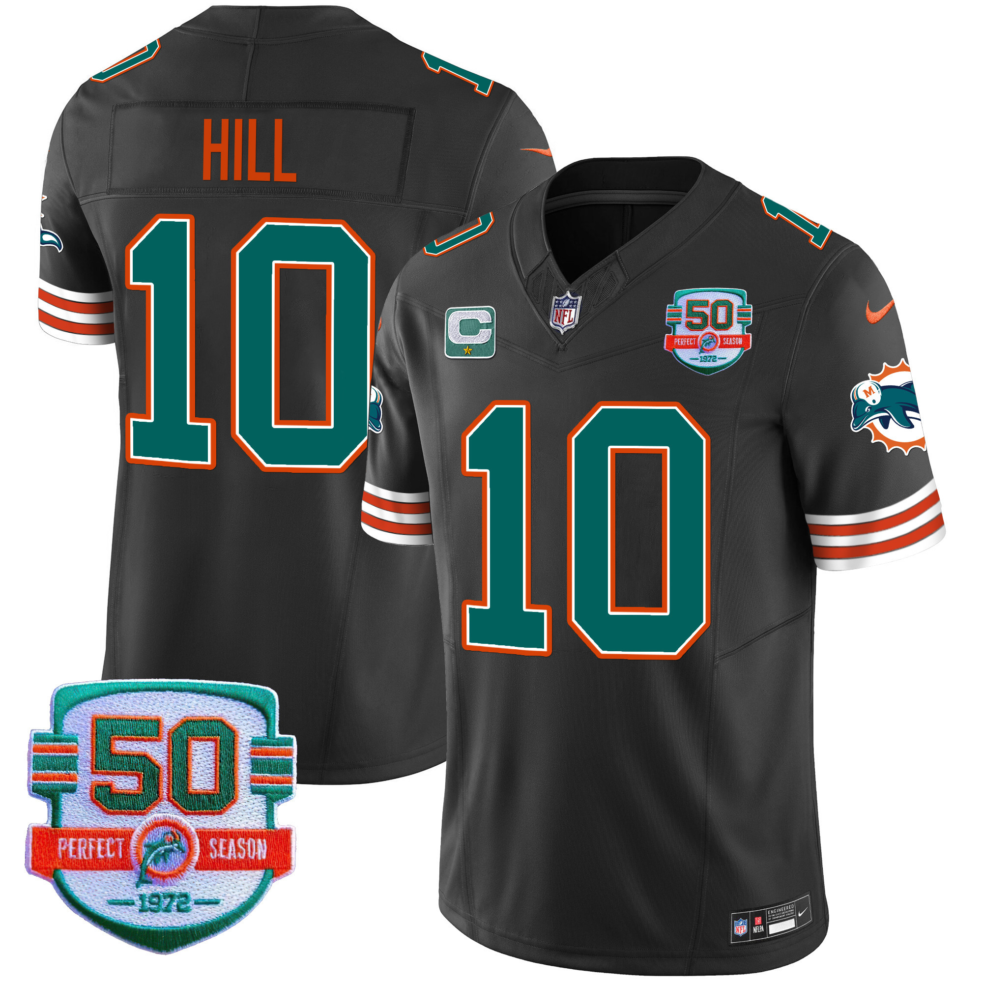 Tyreek Hill Men's Miami Dolphins Throwback Vapor Black Jersey - All Stitched 