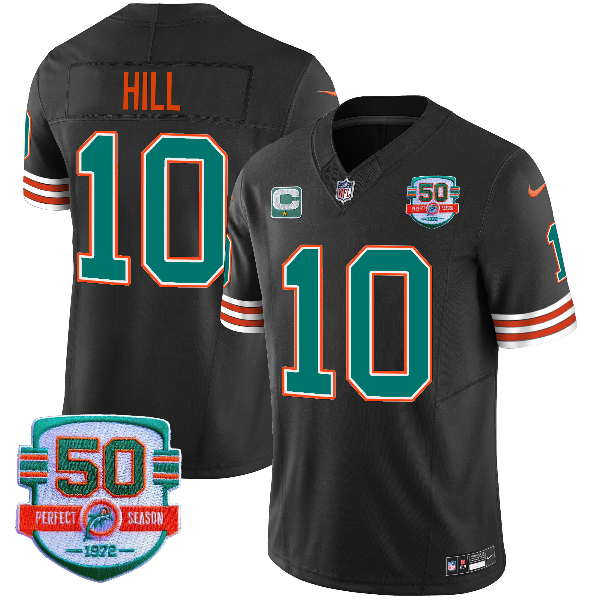Tyreek Hill Men's Miami Dolphins Throwback Vapor Black Jersey - All Stitched 