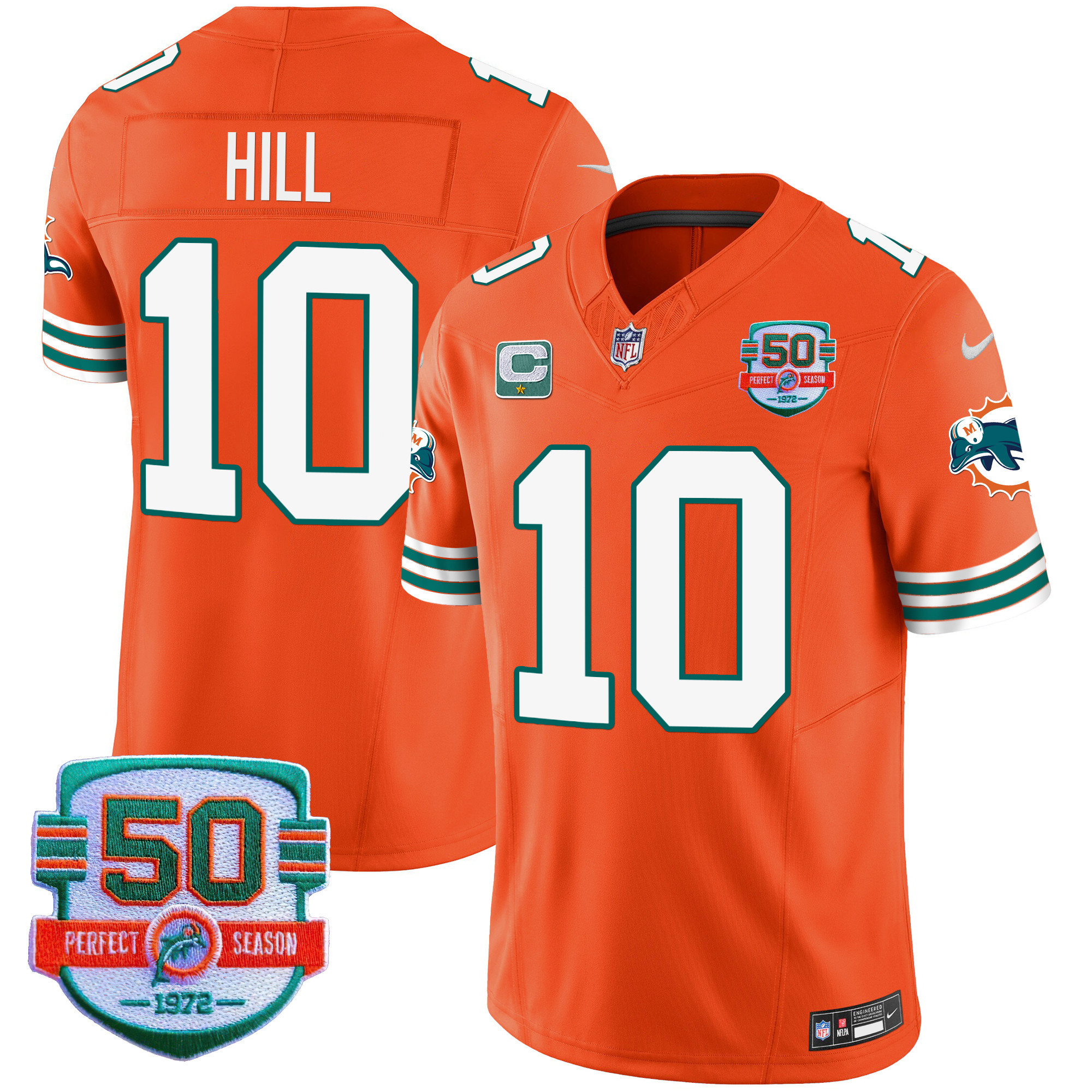 Tyreek Hill Men's Miami Dolphins Throwback Vapor Orange Jersey - All Stitched 