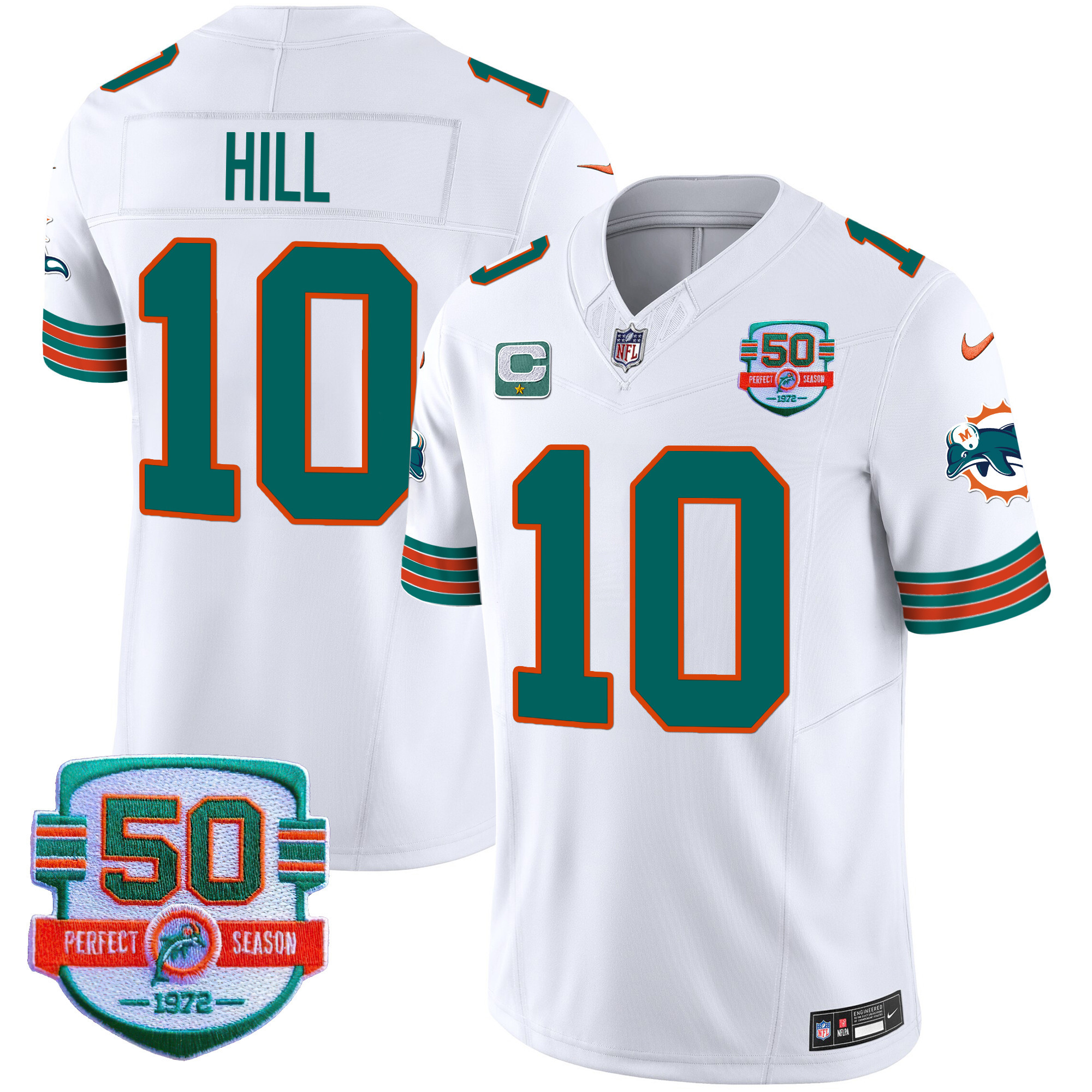 Tyreek Hill Men's Miami Dolphins Throwback Vapor White Jersey - All Stitched 