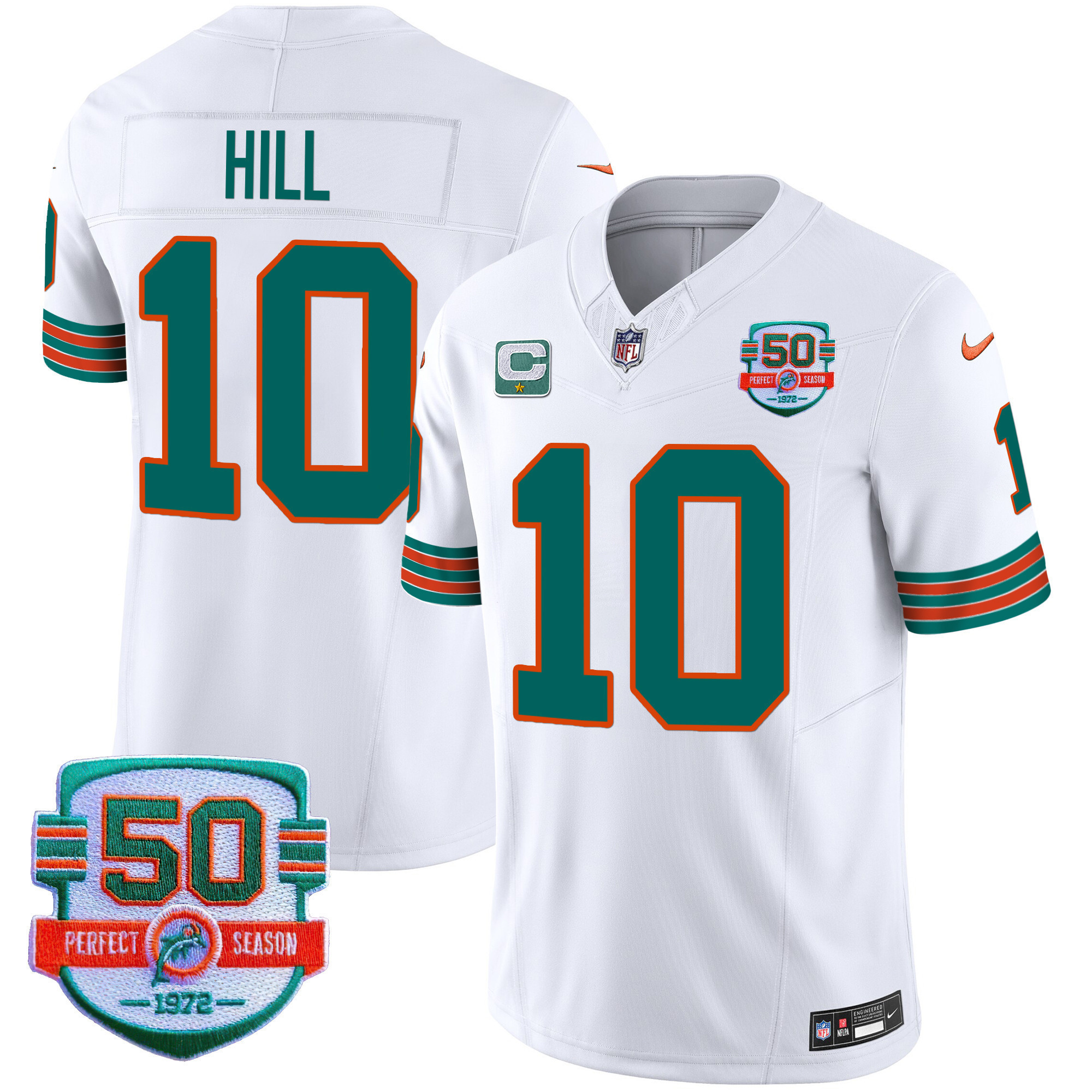 Tyreek Hill Men's Miami Dolphins Throwback Vapor White Jersey - All Stitched 