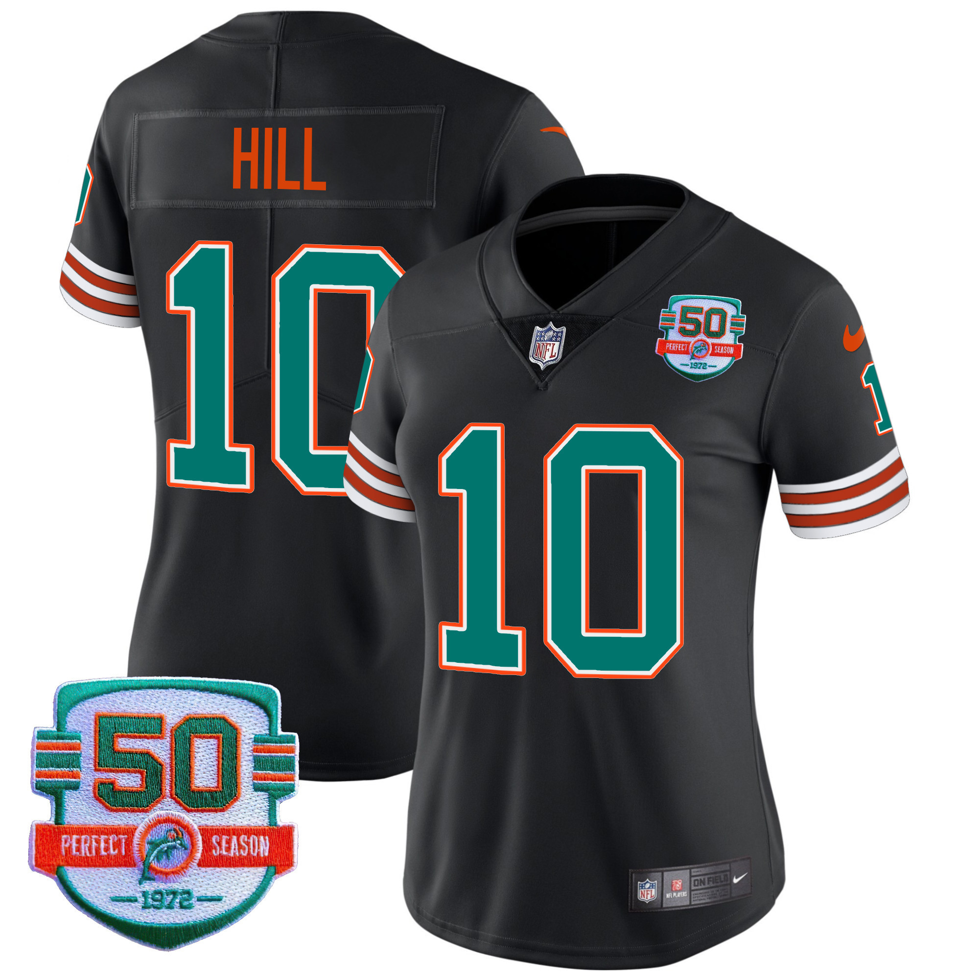 Tyreek Hill Women's Miami Dolphins Throwback Vapor Black Jersey - All Stitched 