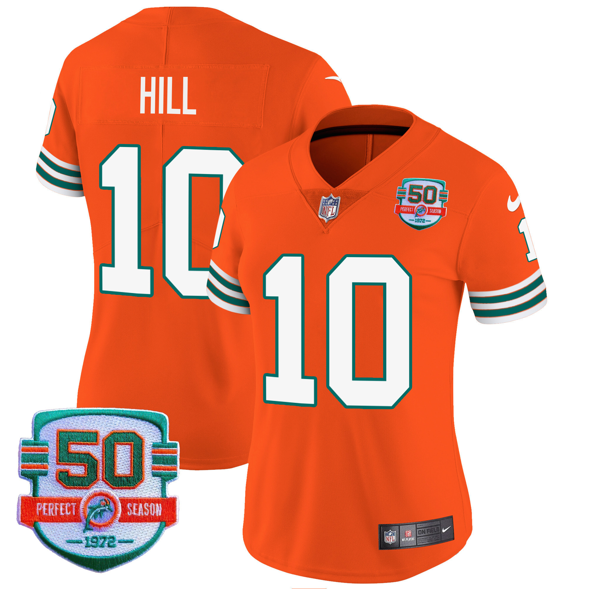 Tyreek Hill Women's Miami Dolphins Throwback Vapor Orange Jersey - All Stitched 