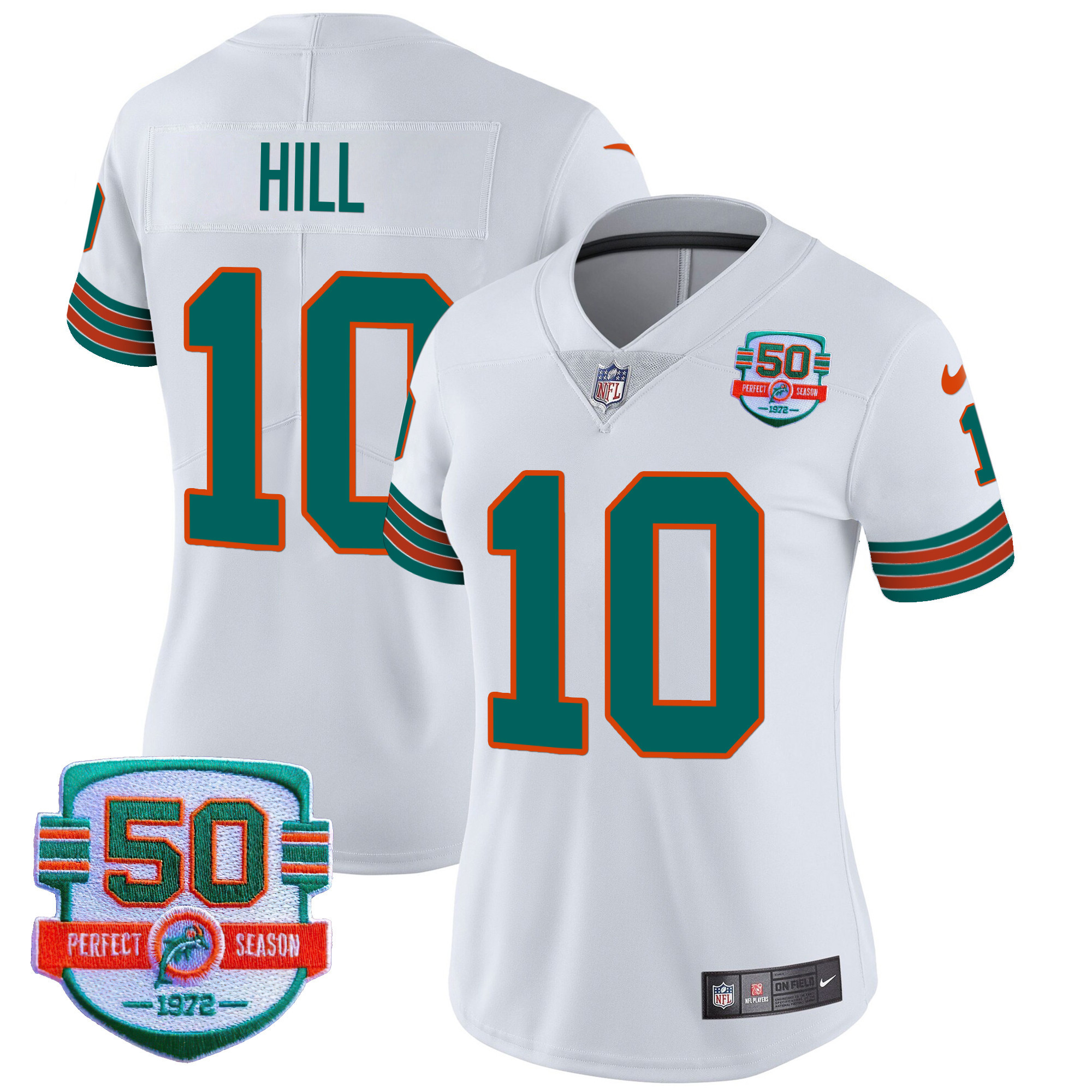 Tyreek Hill Women's Miami Dolphins Throwback Vapor White Jersey - All Stitched 