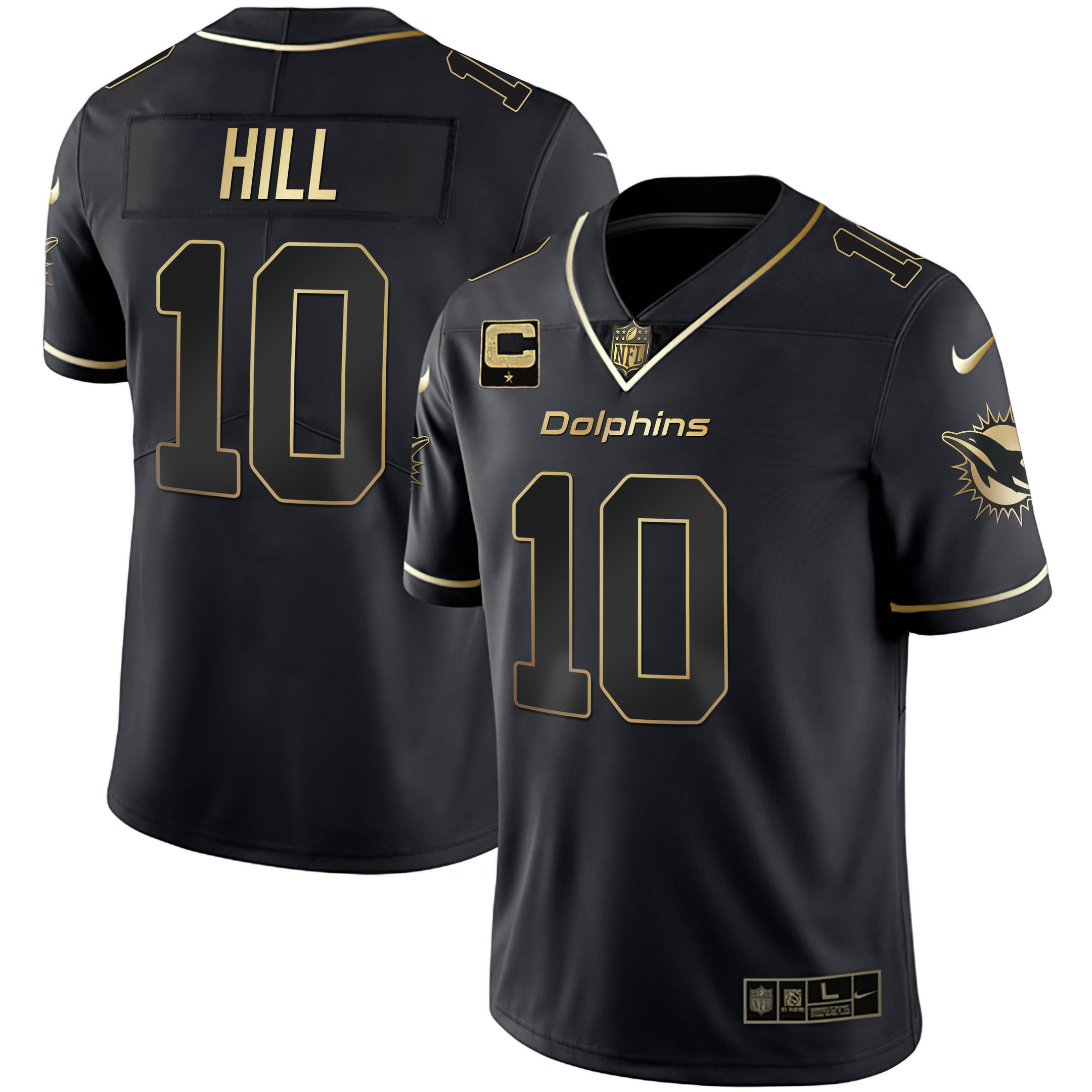 Tyreek Hill Women's Miami Dolphins White Gold & Black Gold Black Gold Jersey - All Stitched 