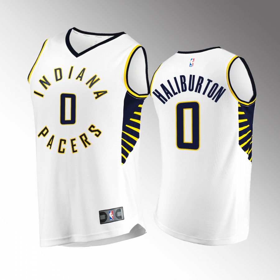 Tyrese Haliburton Pacers #0 White Jersey Fast Break 2022-23 Association Edition