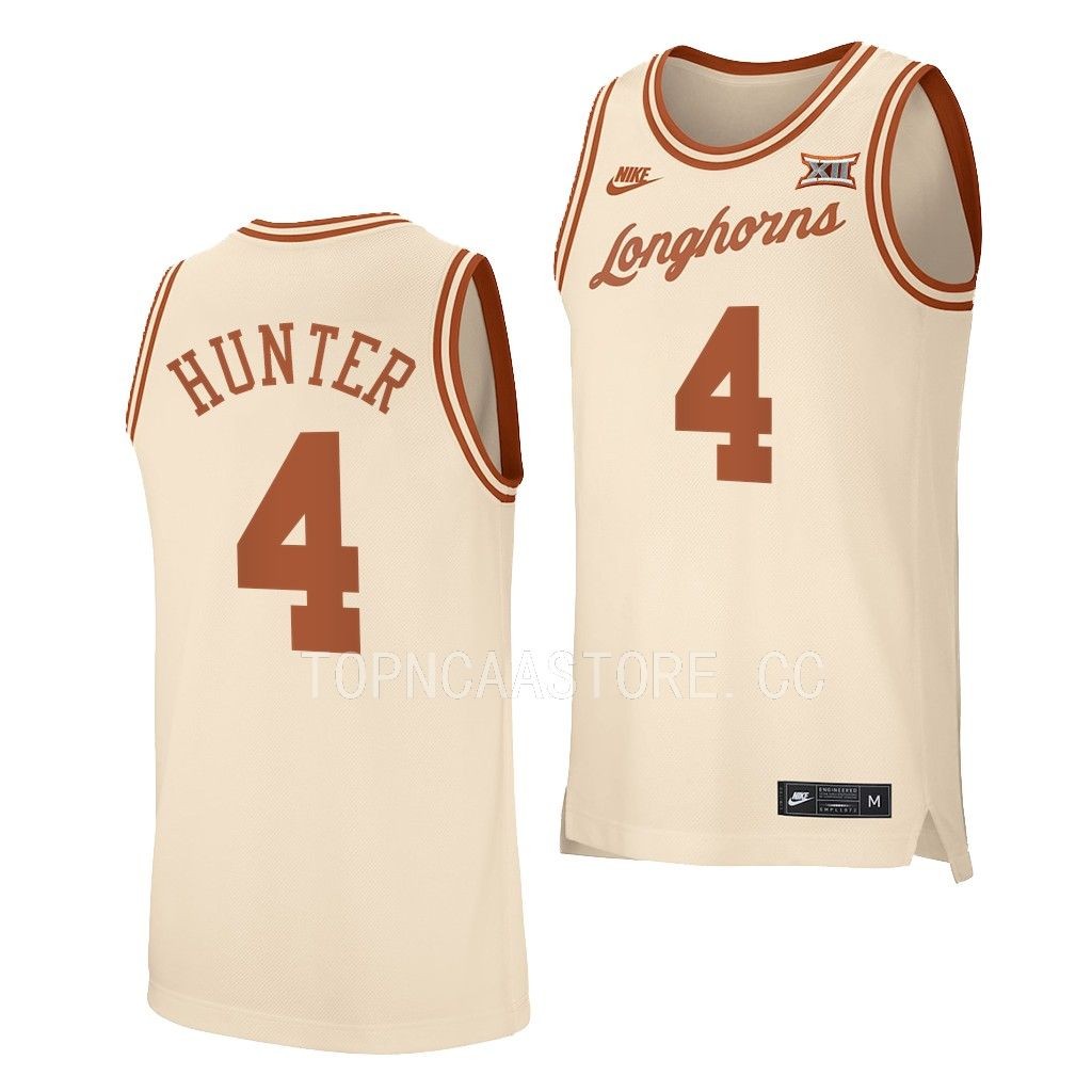 Tyrese Hunter Texas Longhorns #4 Cream Retro Jersey 2022-23