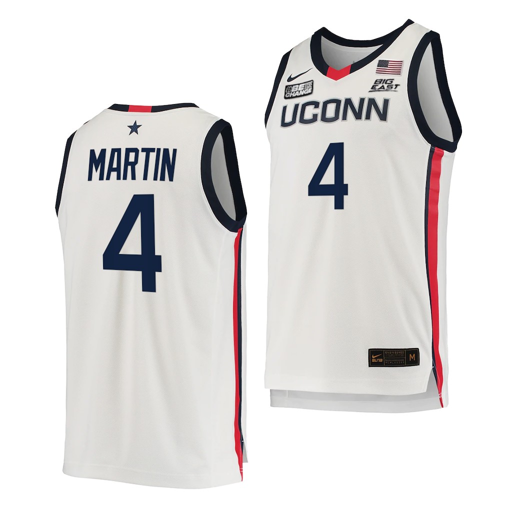 Tyrese Martin #4 UConn Huskies 2021-22 College White Jersey